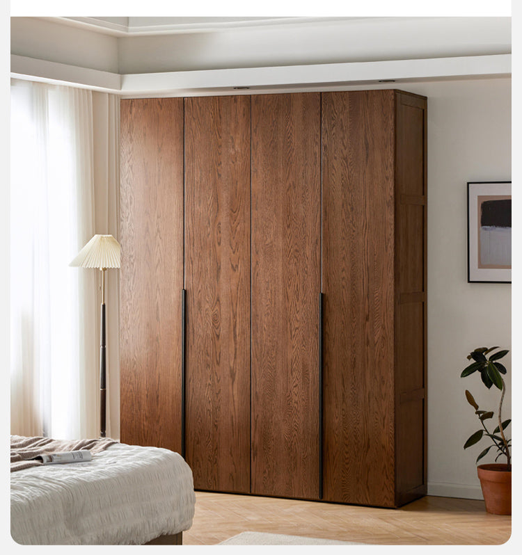 Solid Oak Wood Wardrobe - Spacious & Durable Closet Organizer for Bedroom, Living Room, or Walk-In Closet Storage