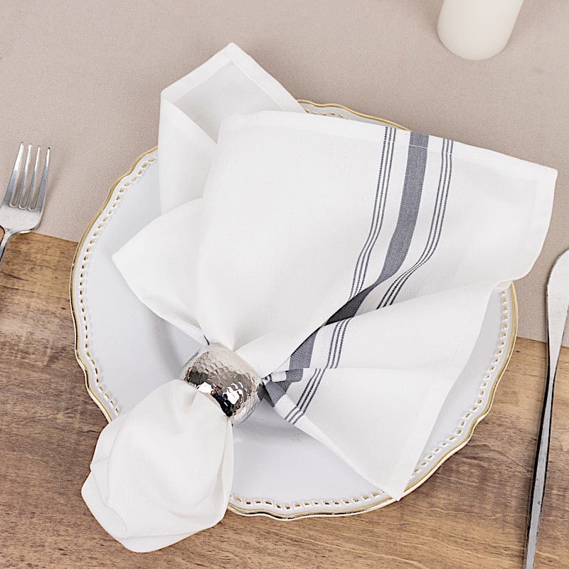 10 Pack Striped Polyester Napkins 18x22 Inches - Elegant Table Linens for Dinner Parties, Weddings & Home Decor
