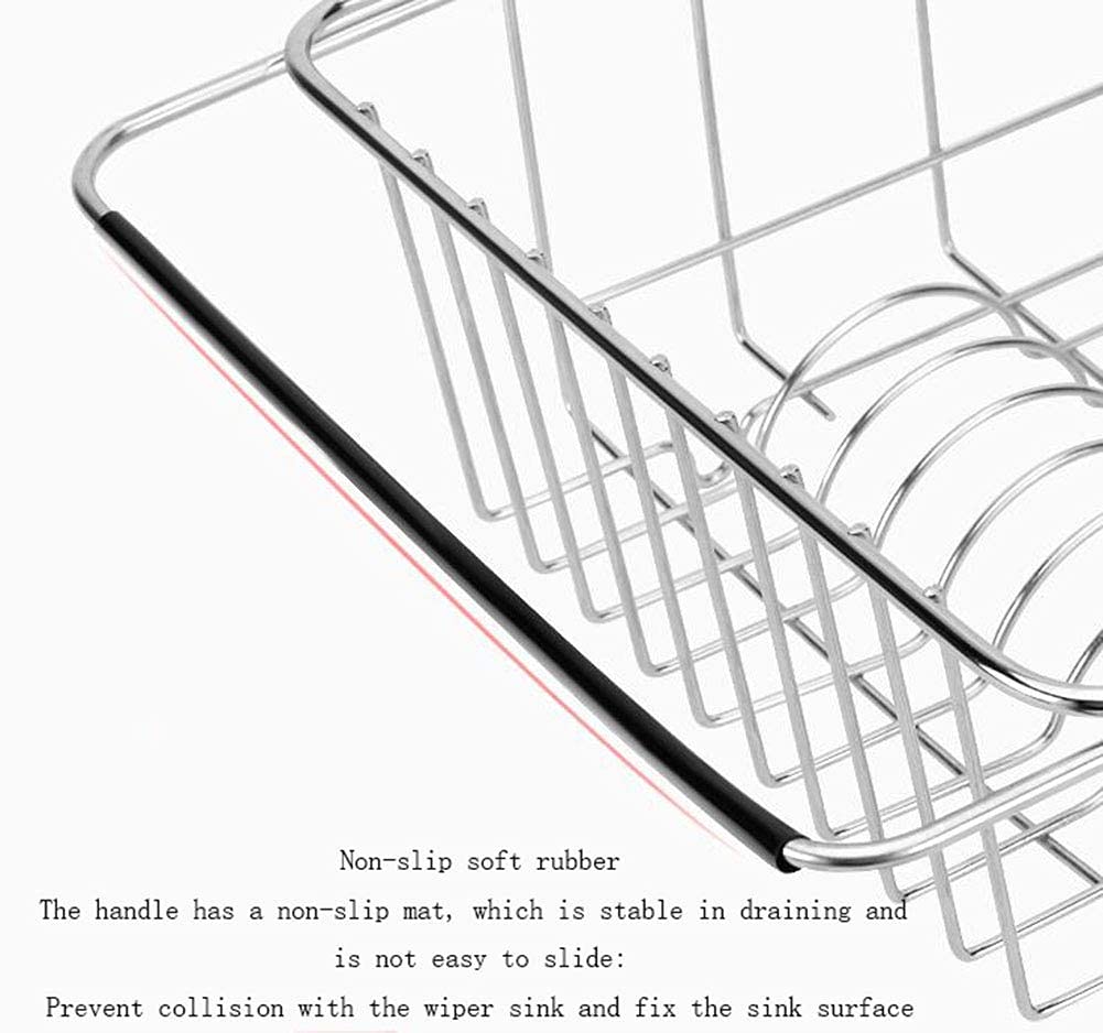 Expandable Stainless Steel Cutlery Basket & Dish Drying Rack - Adjustable Over Sink or Countertop Organizer with Black Utensil Holder | Rustproof Kitchen Storage for Silverware, Knives & Cooking Tools | Perfect for Small Spaces, Dishwashing & Countertop Organization