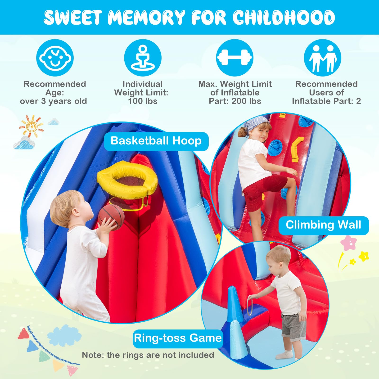 **HONEY JOY Inflatable Water Slide for Kids & Adults - Dolphin Themed Backyard Water Park with Long Slide, Climbing Wall & Splash Pool - Includes 735W Blower - Perfect for Summer Parties, Family Fun & Outdoor Play**
