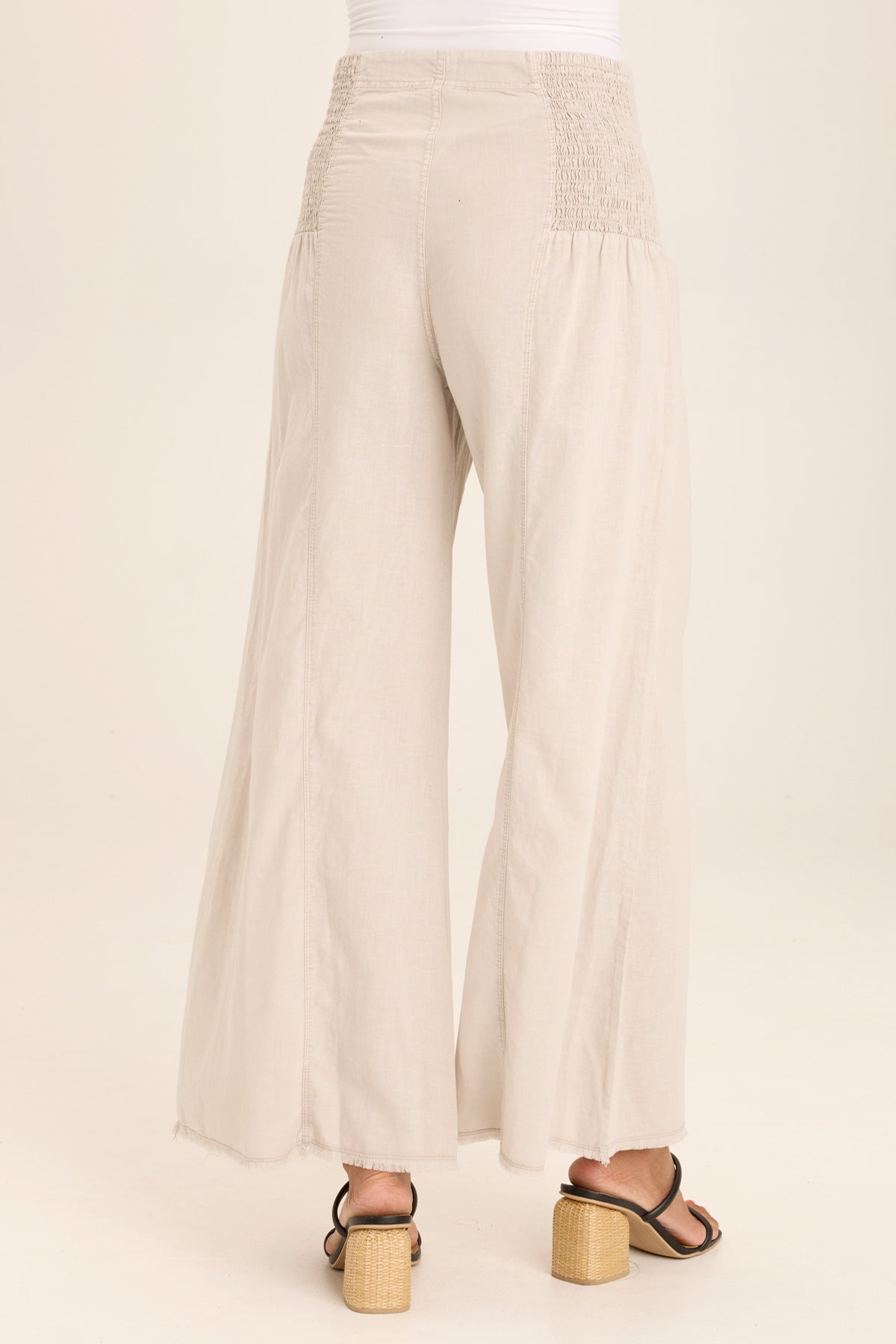 Kaj Women's Wide Leg Cotton Linen Flare Pants - Comfortable High Waisted Boho Trousers for Casual Wear, Office & Summer Outfits