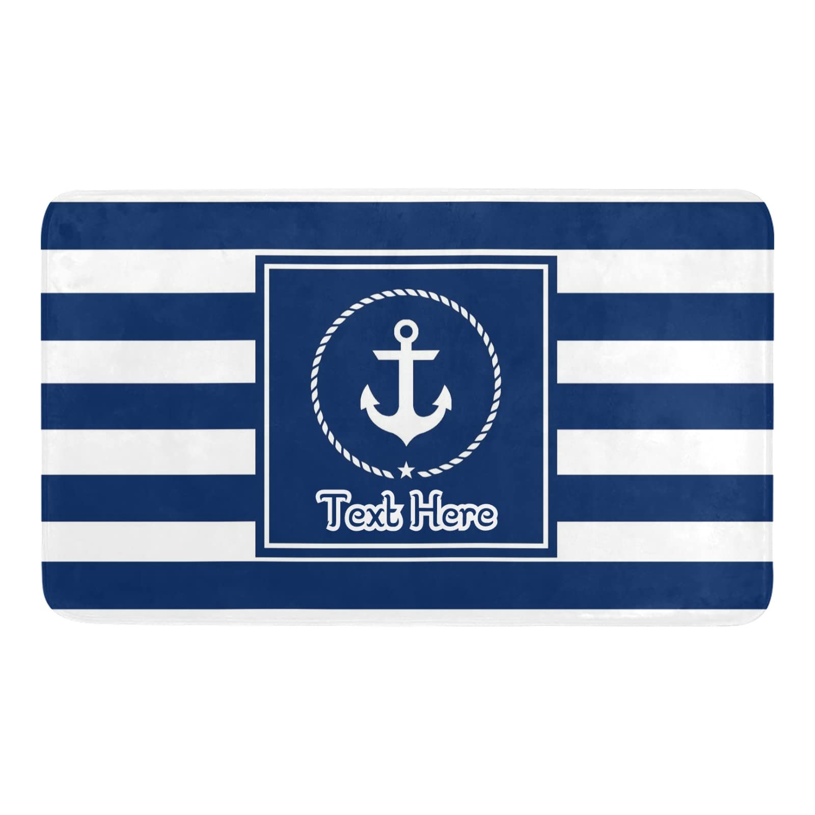 Custom Personalized Doormat with Name - Nautical Anchor Boat Navy Design - Indoor/Outdoor Non-Slip Entrance Rug - 30x18 Inch for Home, Garden, Kitchen, Office Decor - Perfect Welcome Mat for Front Door, Patio & Porch
