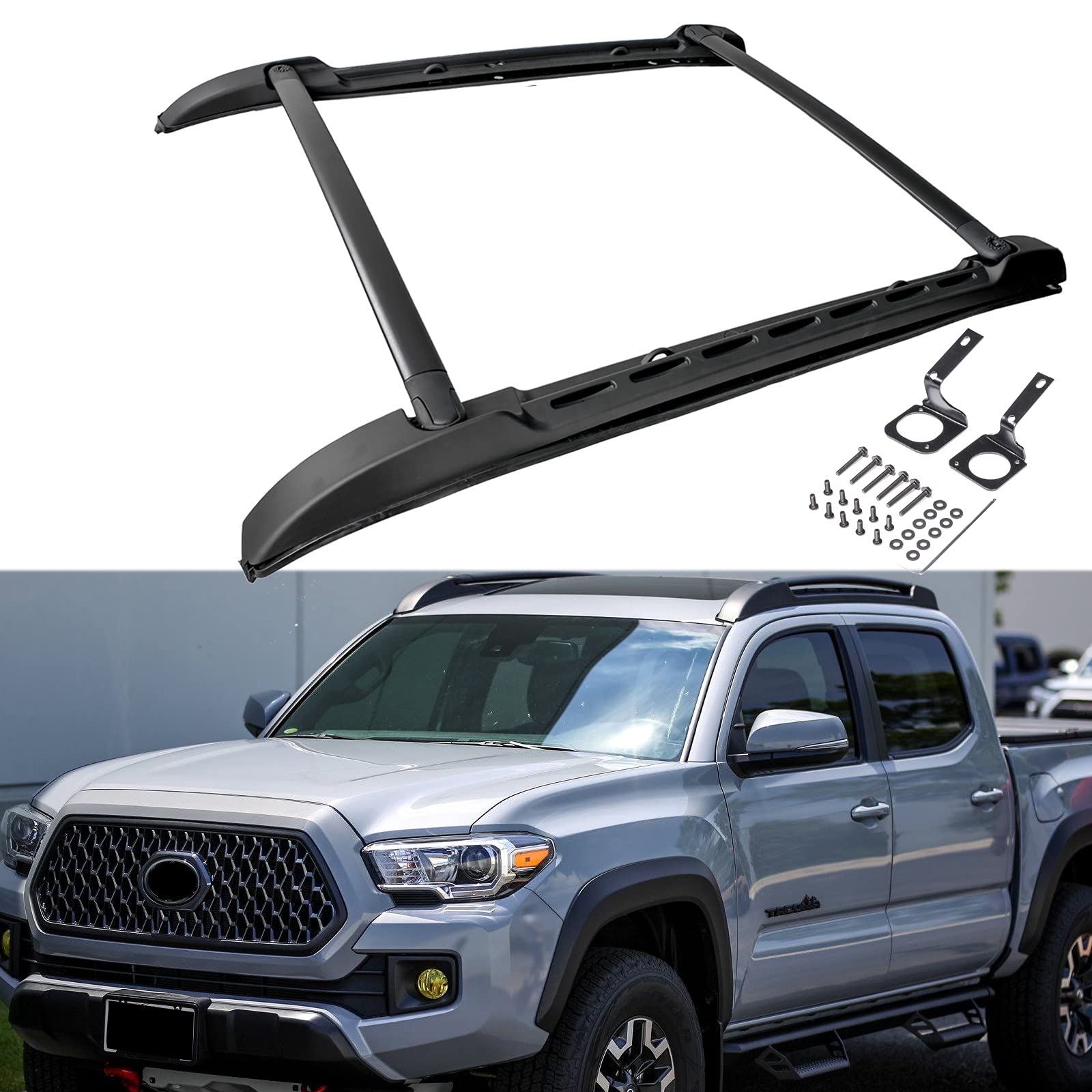 N&P Corkiauto Cross Bar Roof Rack Luggage Carrier for 2005-2020 Toyota Tacoma Double Cab - Heavy Duty Cargo Carrier for Camping, Road Trips & Outdoor Adventures