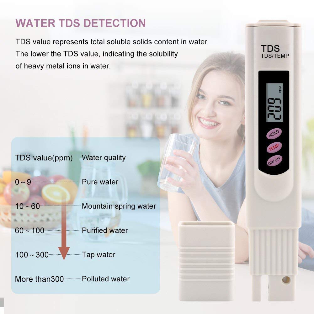 SHAPURE Digital LCD TDS Meter - Water Quality Tester for Drinking Water, Aquariums & Hydroponics | Measures TDS3, Temperature & PPM | Includes Portable Carry Case | Perfect for Home, Lab & Outdoor Use