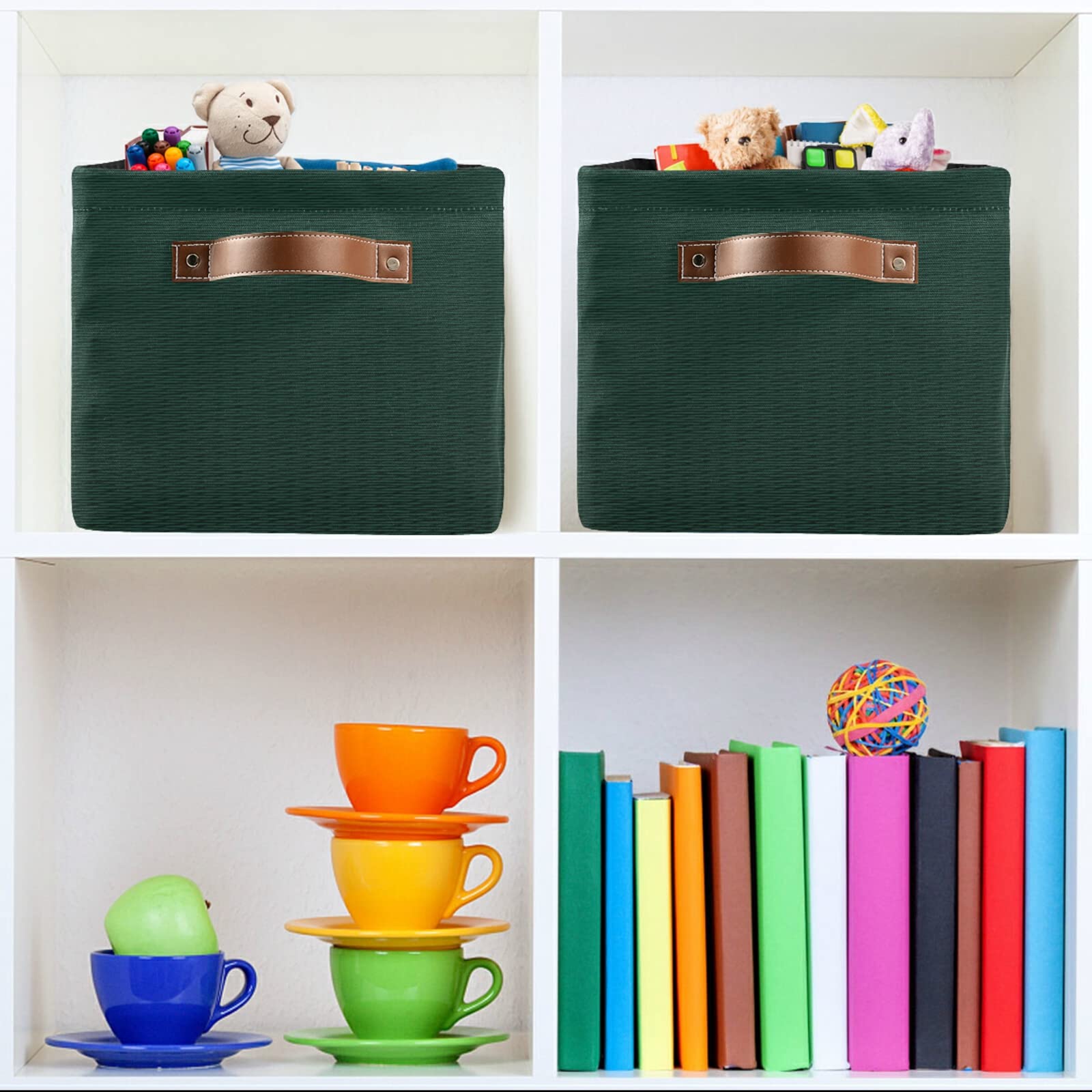 Hunter Green Storage Basket - Closet Organizer Bin, Cube Shelf Storage for Home & Office Organization - Perfect for Bedroom, Bathroom, and Laundry Room Storage