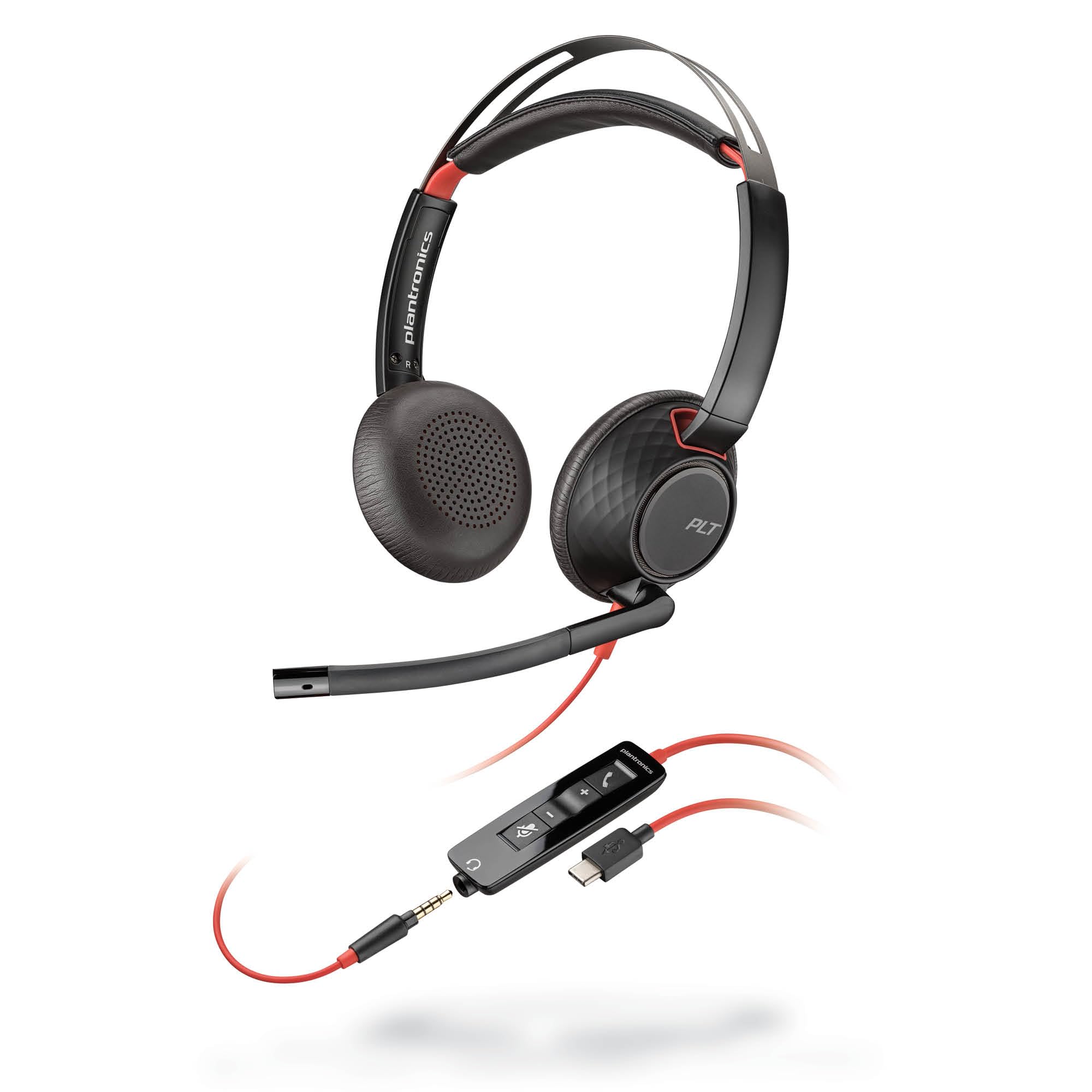 Poly Blackwire 5220 Wired Headset with Noise-Canceling Mic for PC, Mac & Mobile | USB-C/USB-A/3.5mm | Compatible with Teams, Zoom & VoIP Calls | Ergonomic Office Headphones for Remote Work & Online Meetings (Amazon Exclusive)