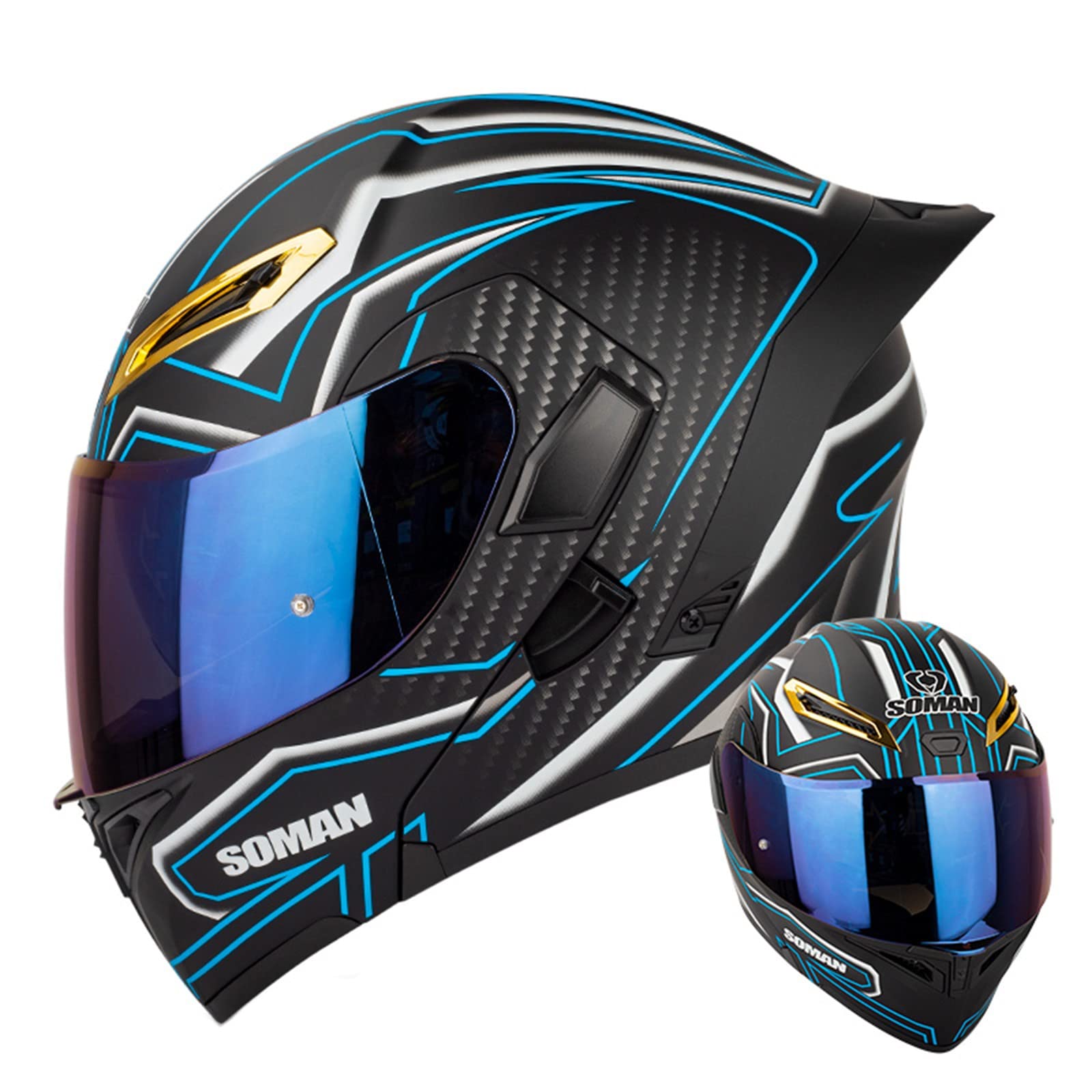 Modular Flip-Up Full Face Motorcycle Helmet with Sun Visor - DOT/ECE Certified Lightweight & Compact Design for Men & Women (Size M: 57-58cm) - Perfect for Commuting, Touring & Adventure Riding