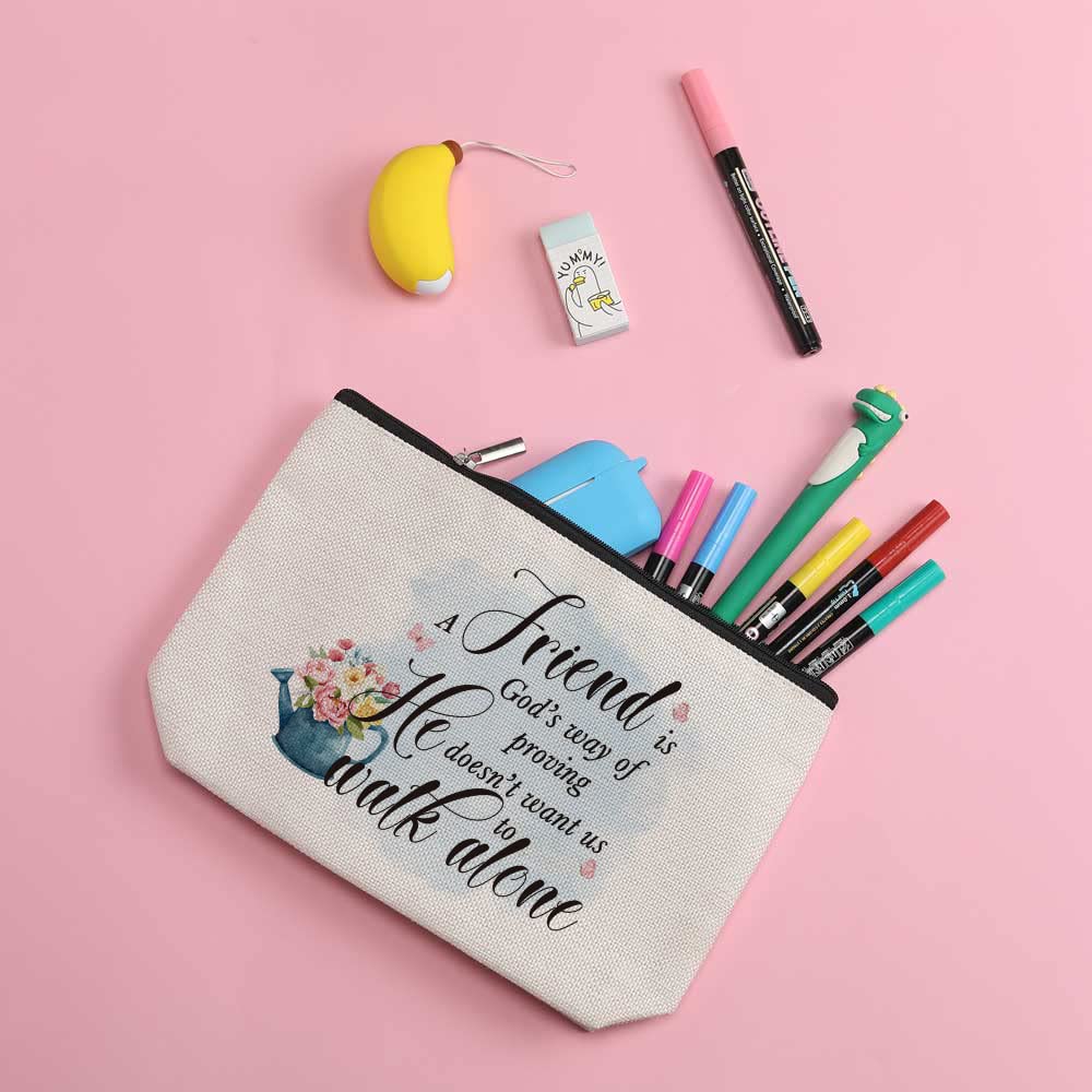 Best Friendship Gifts for Women - Cute Makeup Bag for Bestie, BFF, Sister - Inspirational Birthday Gift for Her - Perfect for Travel, Work, and Everyday Use
