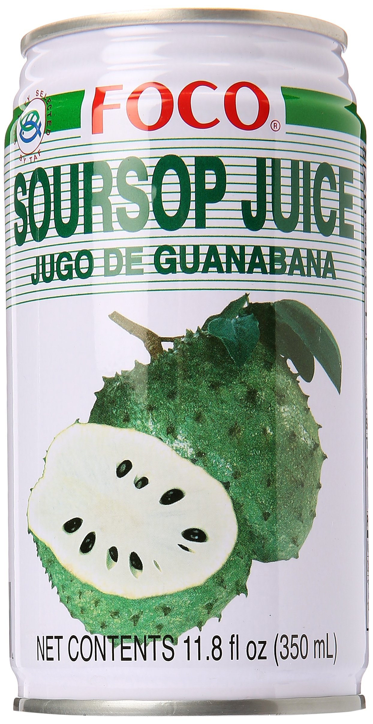 Foco Soursop Juice Drink (Guanabana/Graviola) - 11.8 Oz (350ml) Pack of 24 - Natural Tropical Fruit Beverage for Energy Boost, Healthy Refreshment at Home, Office or Parties