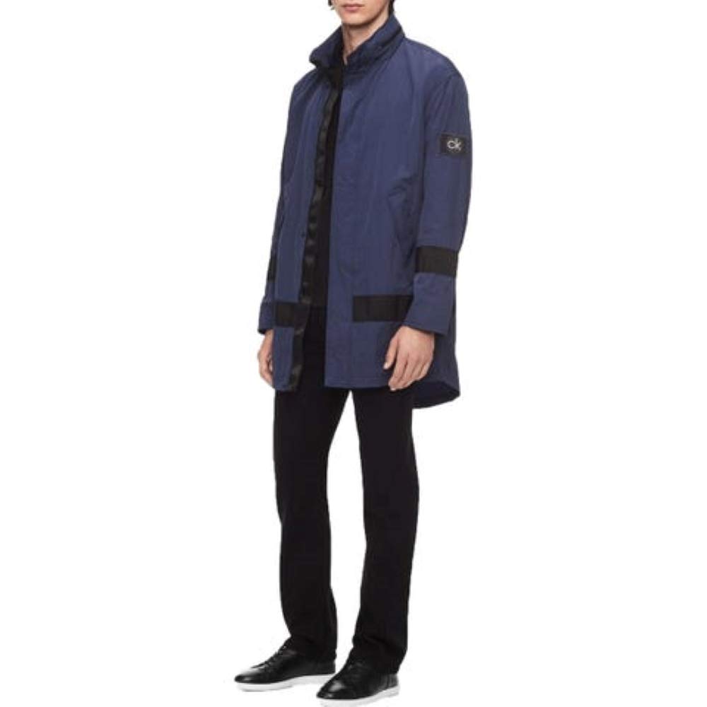 Calvin Klein Men's Blue Stripe Jacket - Medium Size | Stylish Casual Outerwear for Everyday Wear & Office Outfits