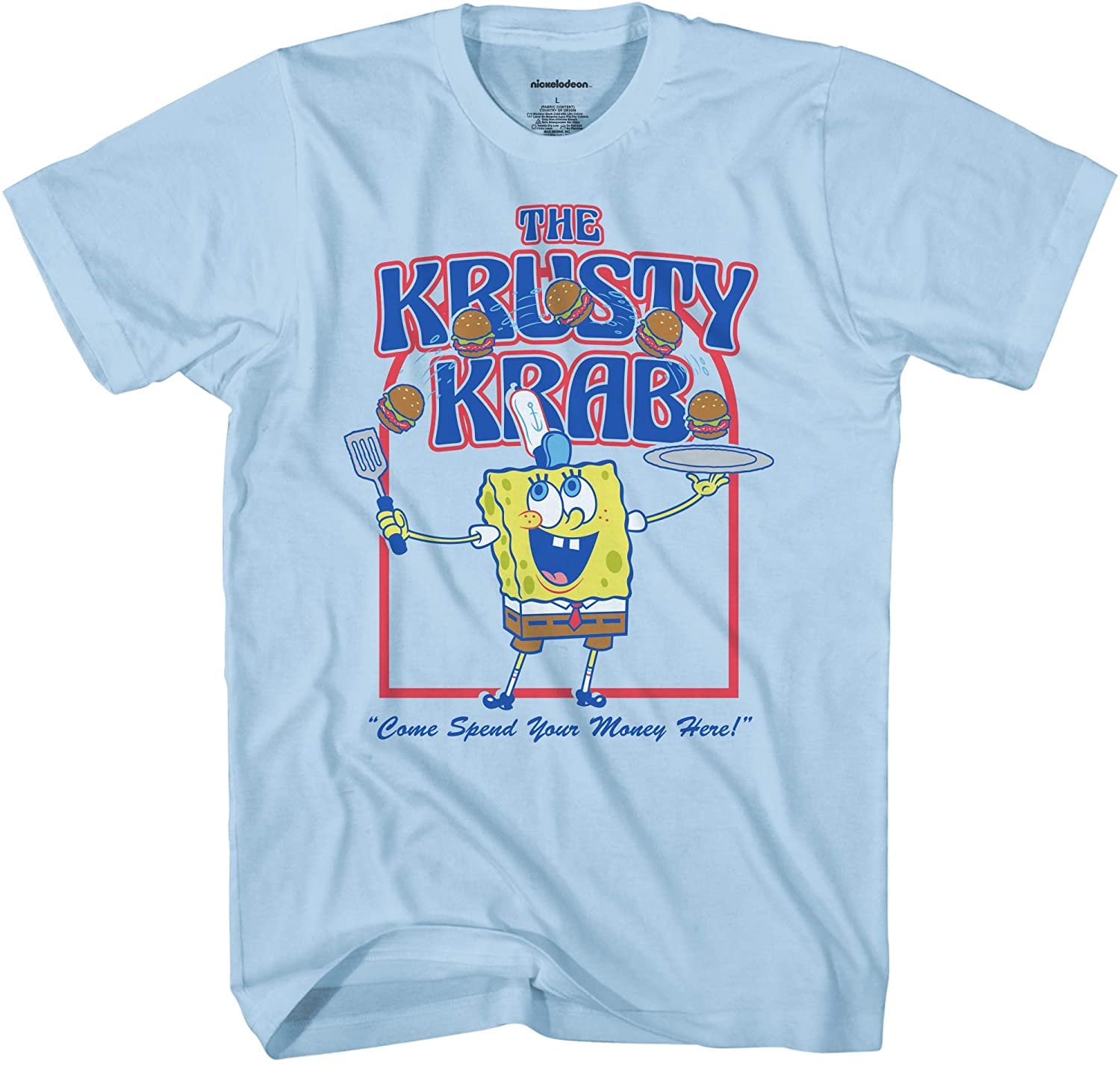 SpongeBob SquarePants Men's Graphic T-Shirt - Classic Cartoon Tee with SpongeBob, Patrick & Krusty Krab Design | Casual Wear, Cosplay & Gift for Fans
