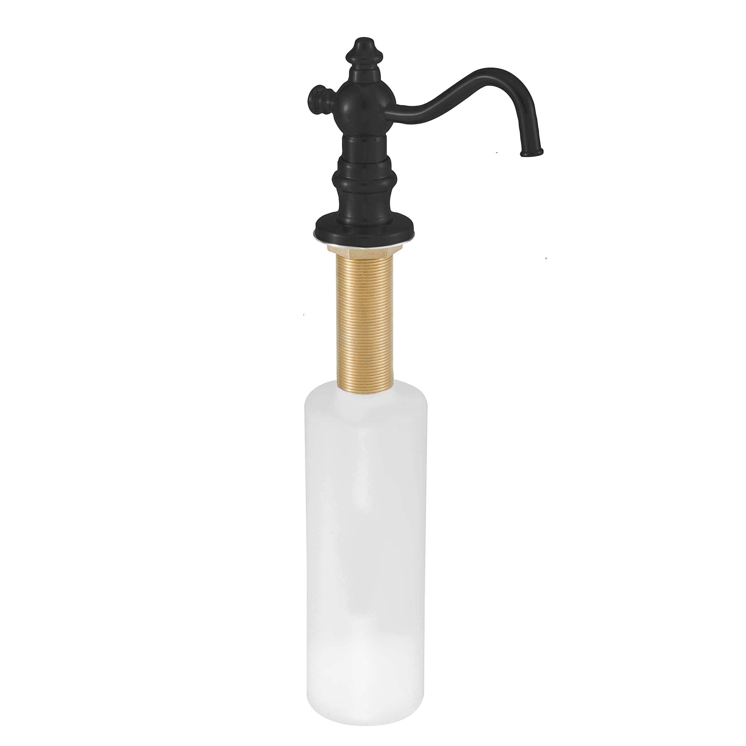 Westbrass D2176-62 Victorian Style Matte Black Kitchen Sink Soap Dispenser - Deck Mounted Hand Sanitizer Dispenser with 12oz Refillable Bottle for Bathroom, Kitchen & Office Use