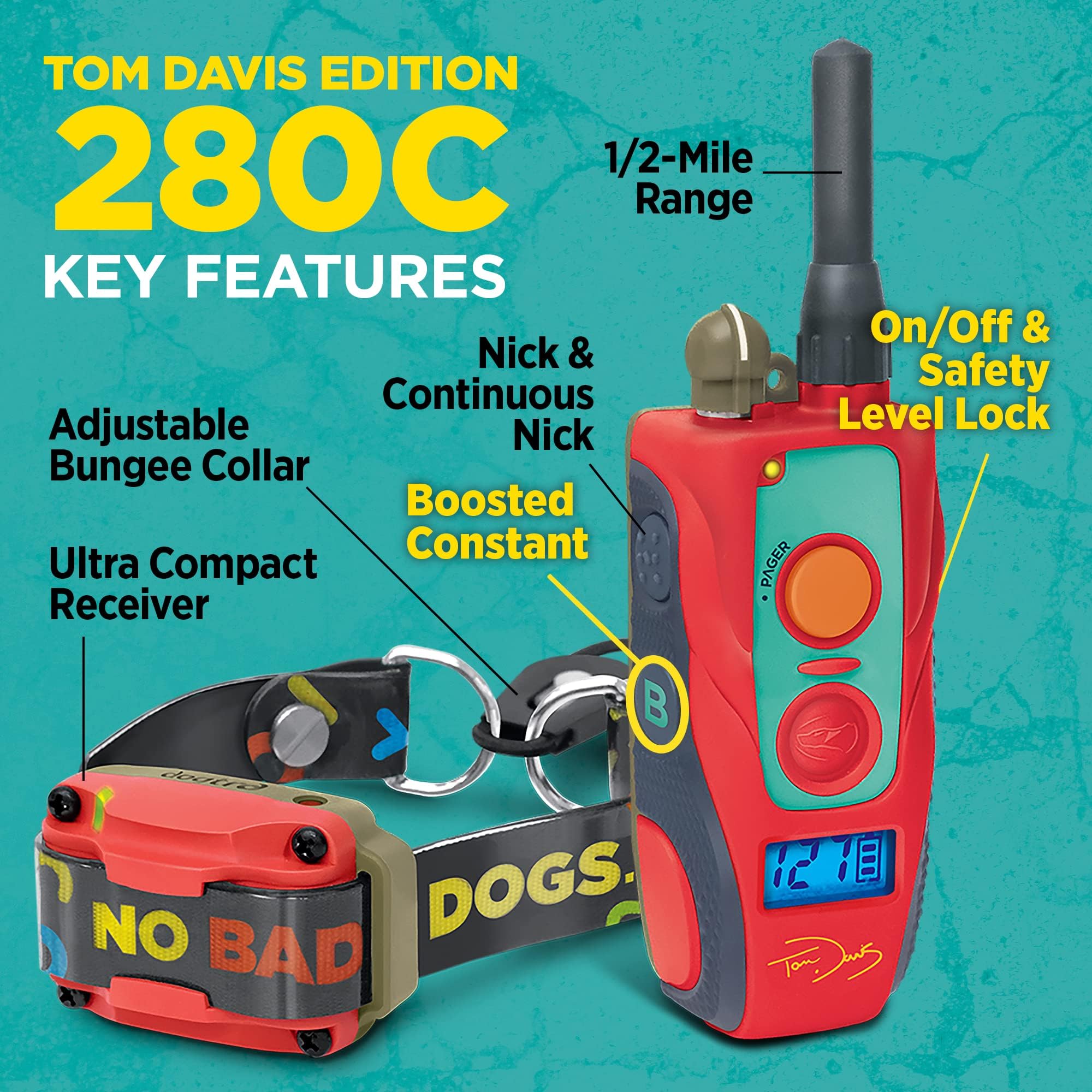 Dogtra 280C Rechargeable Waterproof Dog Training Collar with Remote - 0.80KM Range for Medium to Large Dogs | Perfect for Outdoor Training, Hunting & Obedience Classes | Boost N’ Bungee Technology | No Bad Dogs System