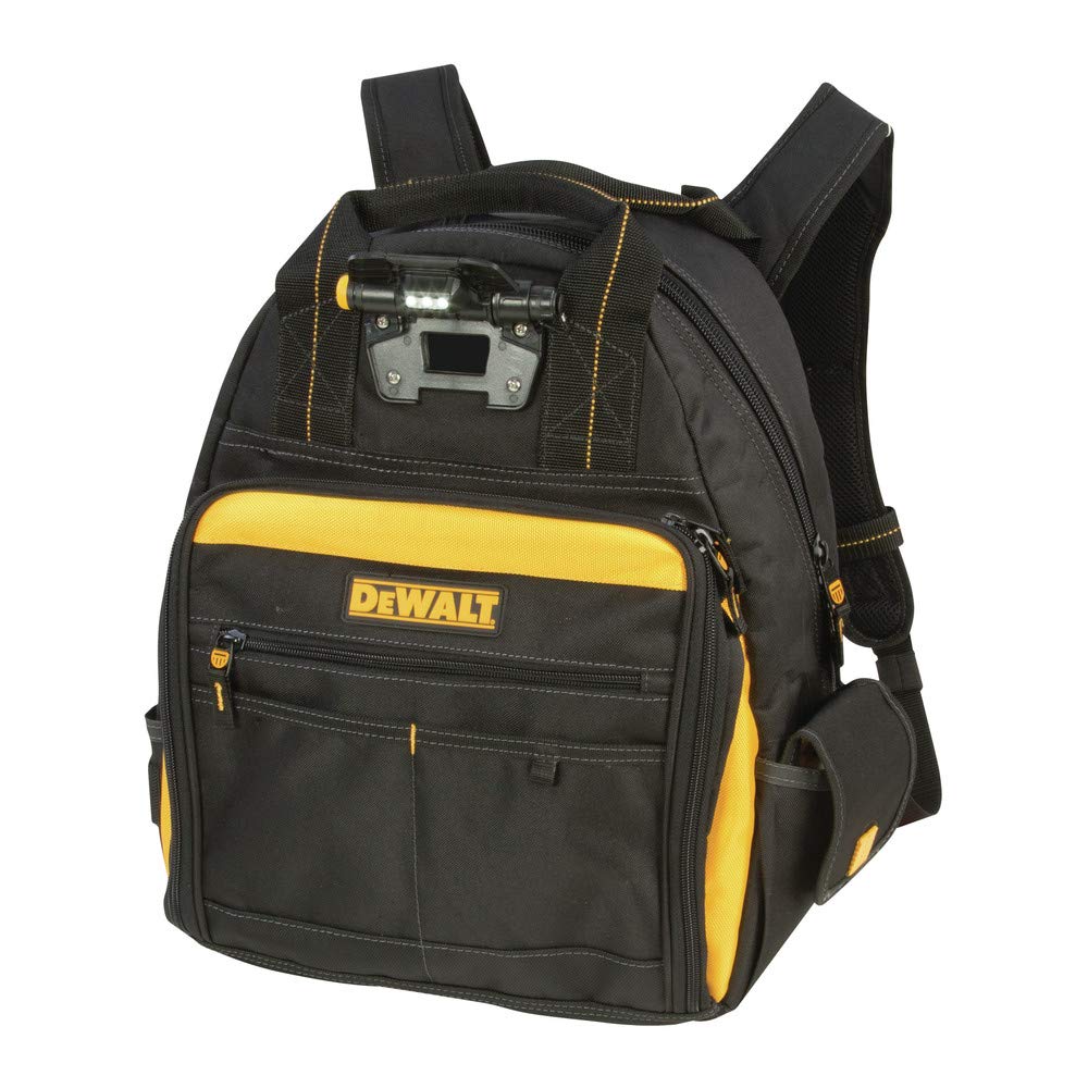 DEWALT 57-Pocket Lighted Tool Backpack - Heavy Duty Construction Backpack with LED Light for Electricians, Contractors & DIY - Perfect for Job Sites, Home Repairs & Outdoor Work