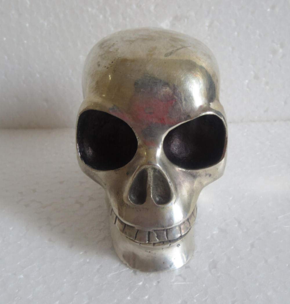 RFGTH Tibetan Silver Skull Statue - Handcrafted Metal Sculpture, Home Decor Figurine for Christmas, Gothic & Spiritual Collection | Perfect for Halloween Decor, Altar Display & Unique Gift Giving