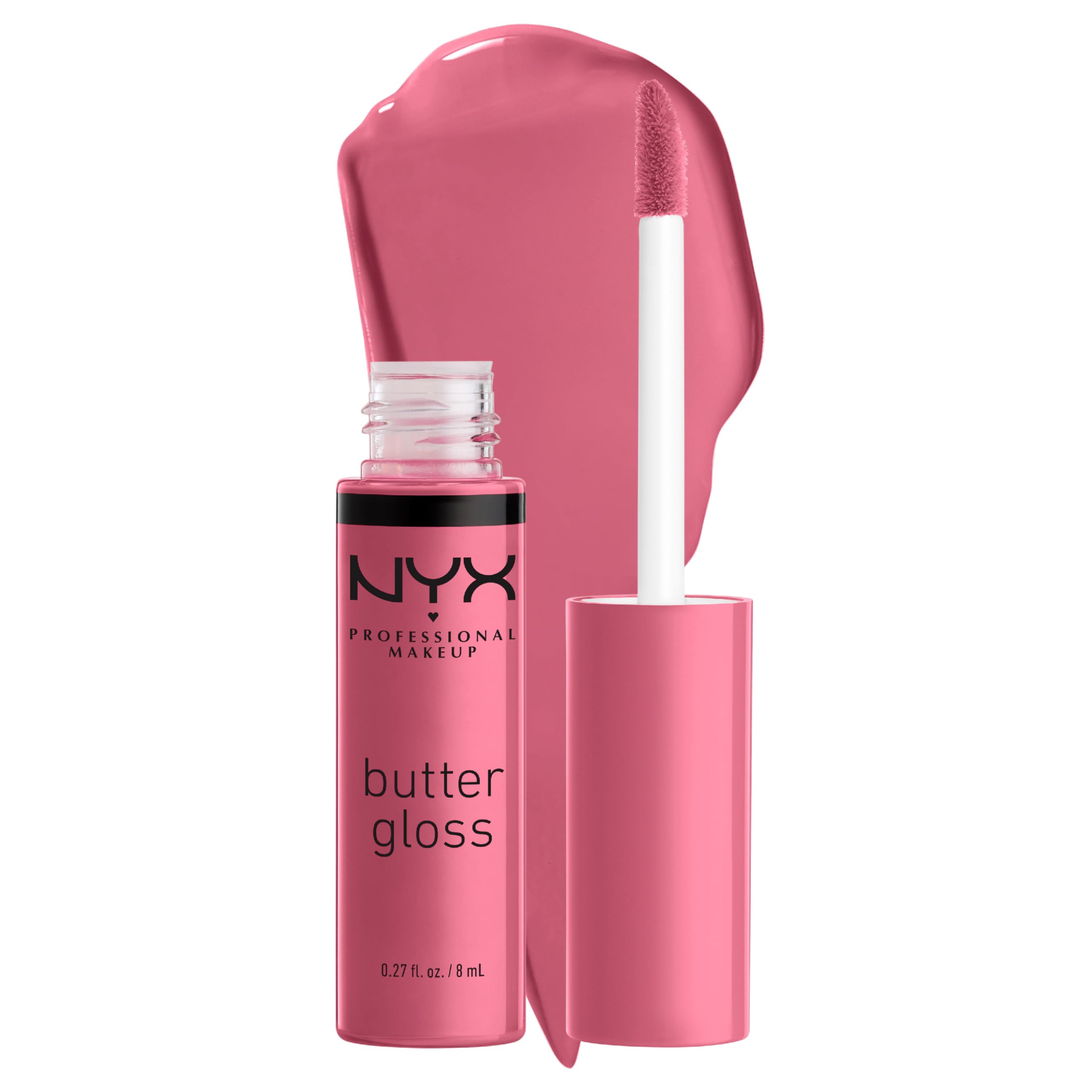 NYX Professional Makeup Butter Gloss - Non-Sticky Lip Gloss in Angel Food Cake (True Mauve) - Hydrating & Shiny for Everyday Wear & Special Occasions