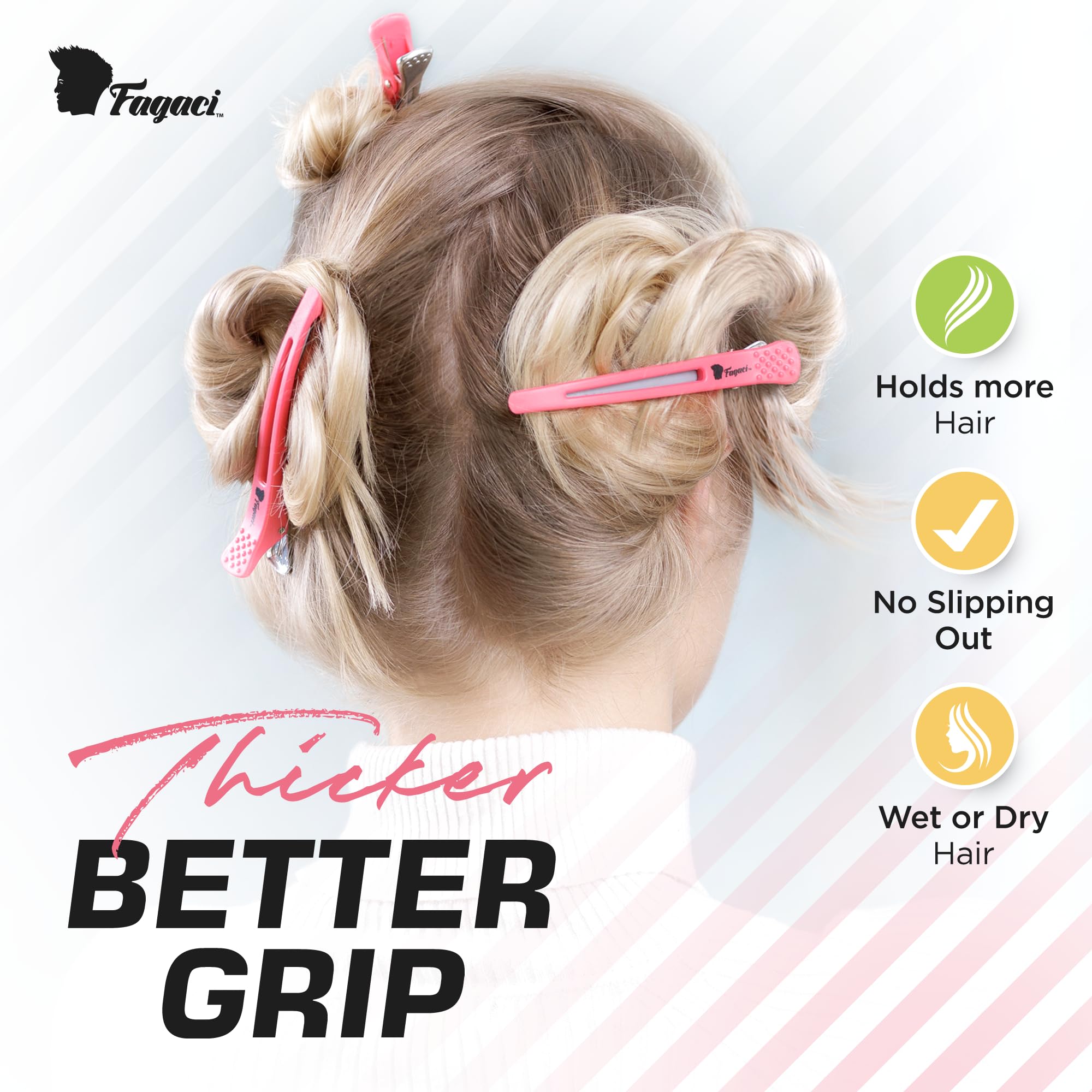 Firm Grip Hair Clips with Silicone Band - Duckbill Alligator Clips for Long Hair Styling, Sectioning & Salon Use - Perfect for Hairdressers, DIY Styling & Home Hair Care