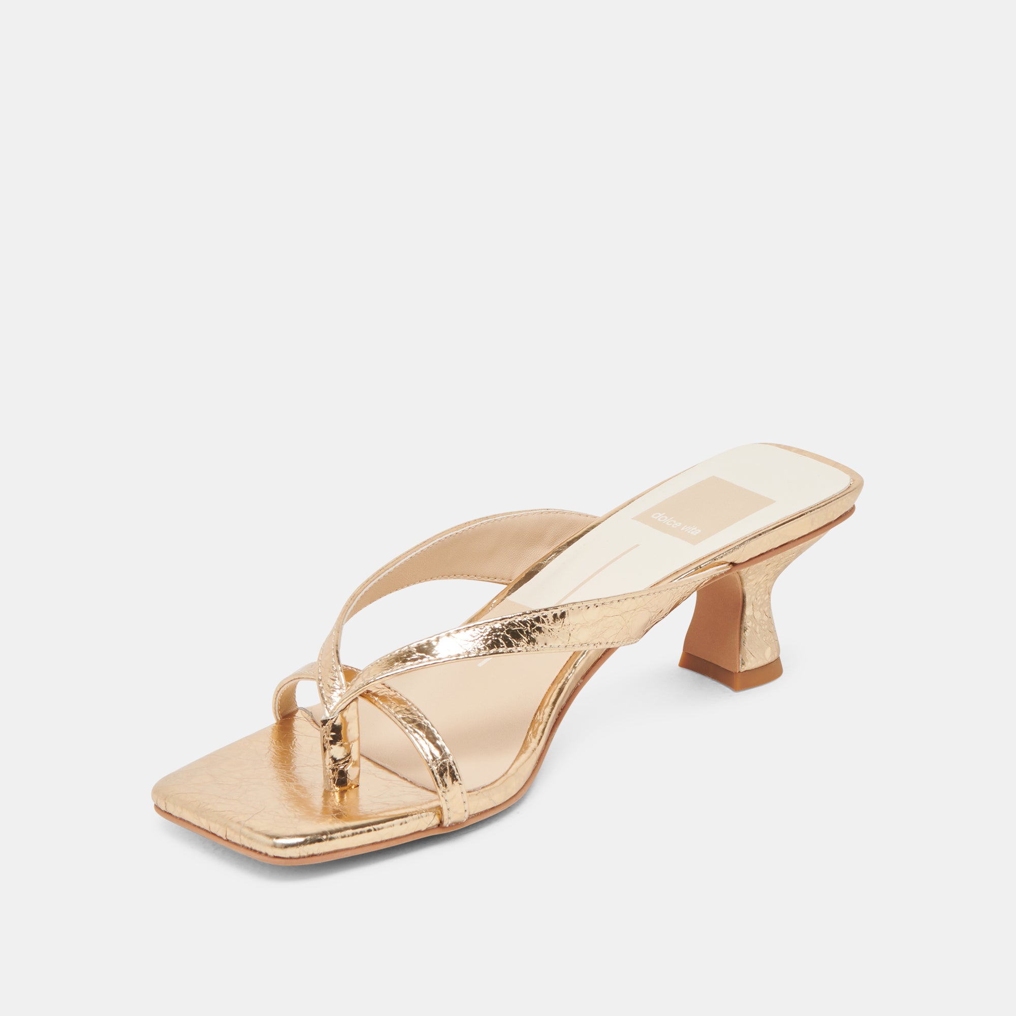 BREVEL Women's Gold Distressed Leather Heels - Stylish High Heels for Parties, Weddings & Evening Events