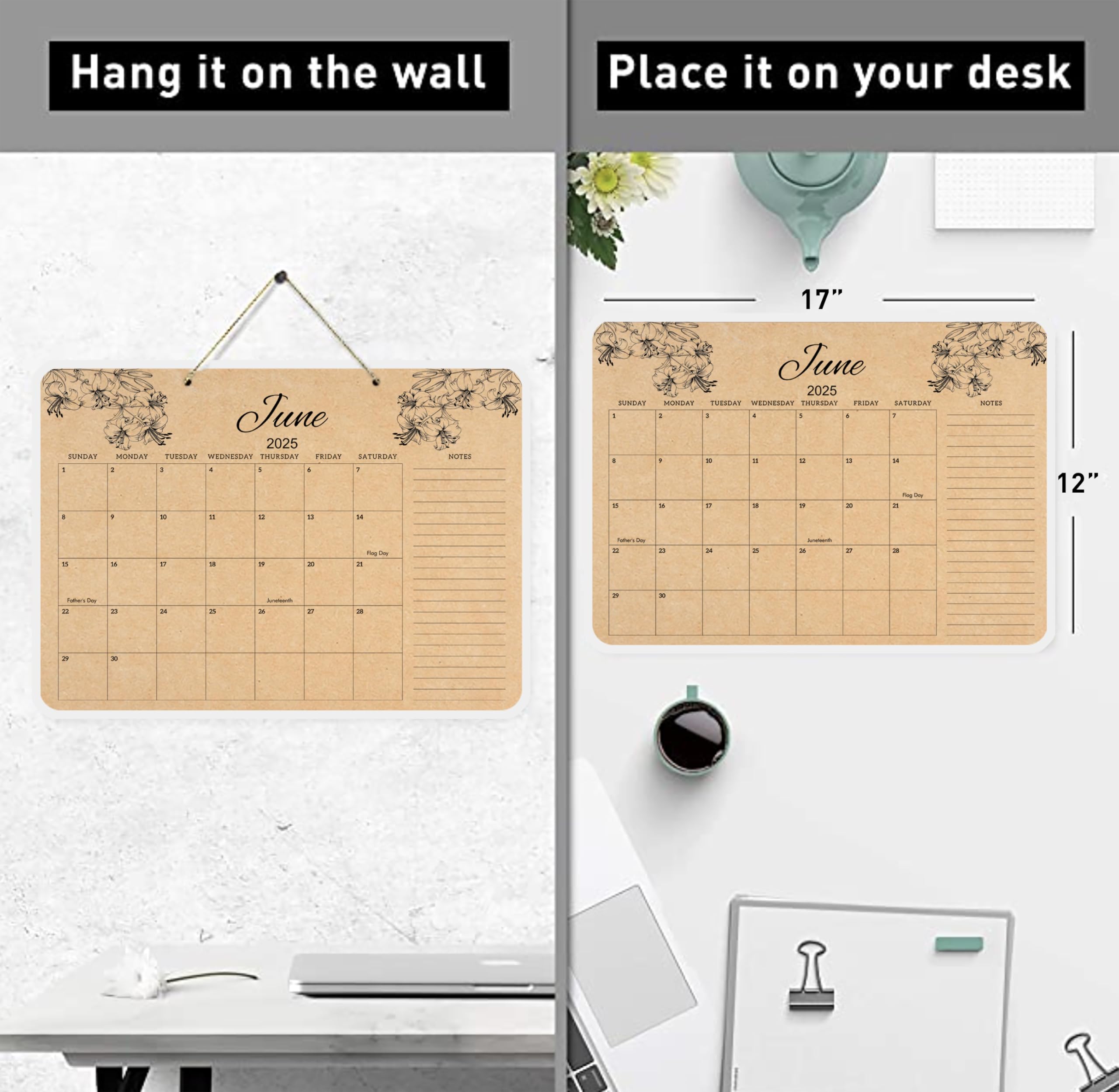 2025 Monthly Desk Calendar - Large 12