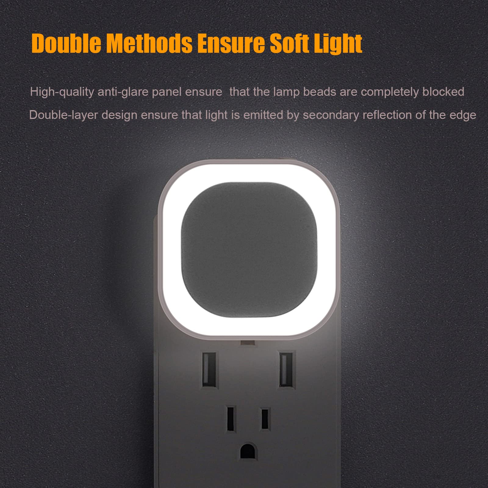 2 Pack Dimmable LED Night Light with Auto Dusk to Dawn Sensor - Soft Glow Daylight White Plug-in Wall Light for Bathroom, Hallway, Stairs, Kitchen, Bedroom, Garage - Perfect for Nighttime Safety and Convenience