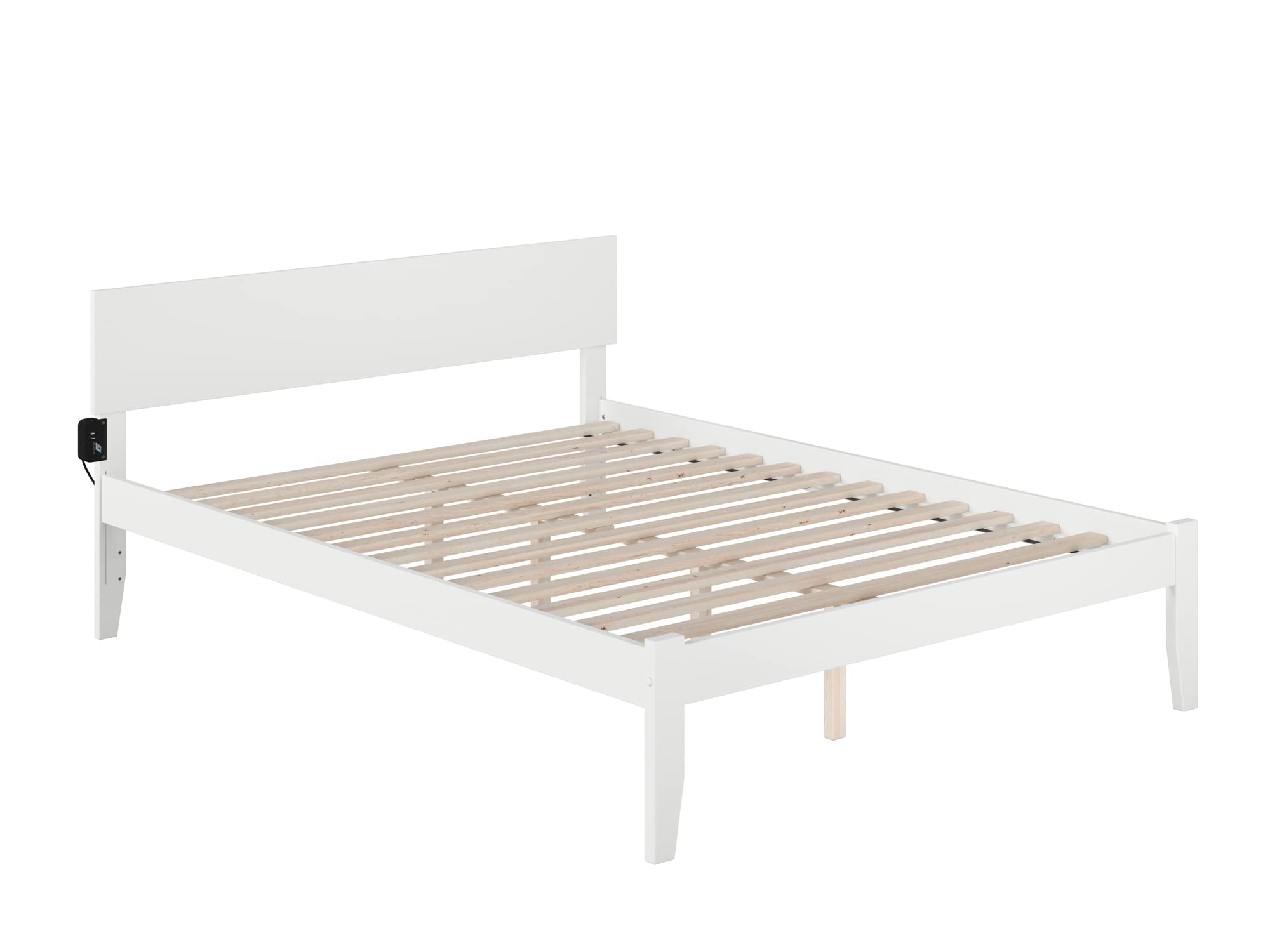 Atlantic Furniture Orlando Platform Bed Frame - Queen Size, White Wooden Slat Support - Perfect for Modern Bedrooms & Guest Rooms