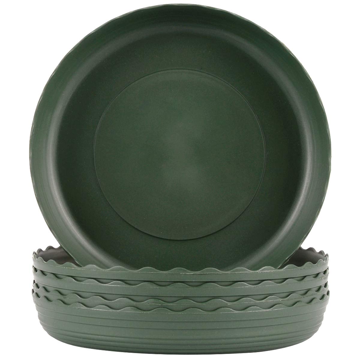 8 Inch Dark Green Plastic Plant Saucer - 5 Pack Drip Trays for Indoor/Outdoor Flower Pots | Waterproof Round Plant Tray for Garden, Patio & Home Decor