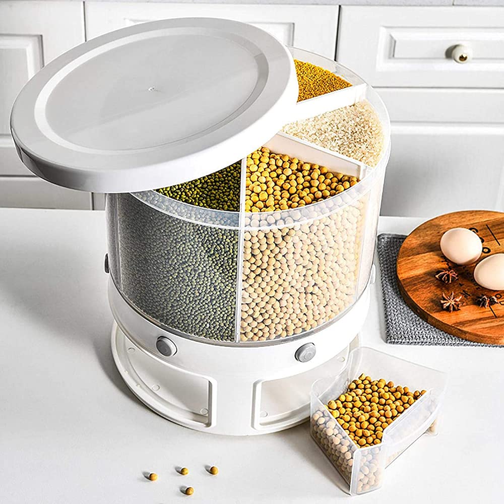 Airtight Rice Storage Container with Automatic Dispenser - 5lb/10lb/20lb Grain Bin for Kitchen, Pantry & Bulk Food Storage | Perfect for Rice, Flour, Sugar & Dry Goods Organization