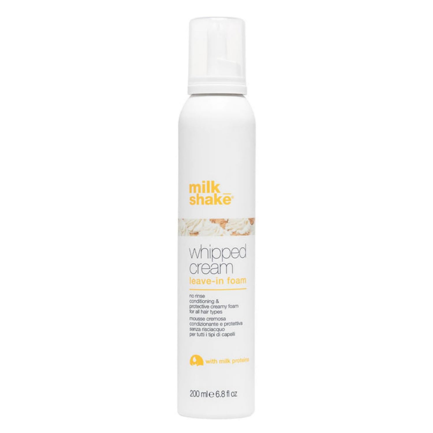 Milk Shake Leave-In Whipped Cream Hair Conditioner - No Rinse Moisturizing Foam for All Hair Types | Adds Softness & Manageability | 6.8 fl oz (200 ml) | Perfect for Daily Hair Care, Styling & Frizz Control