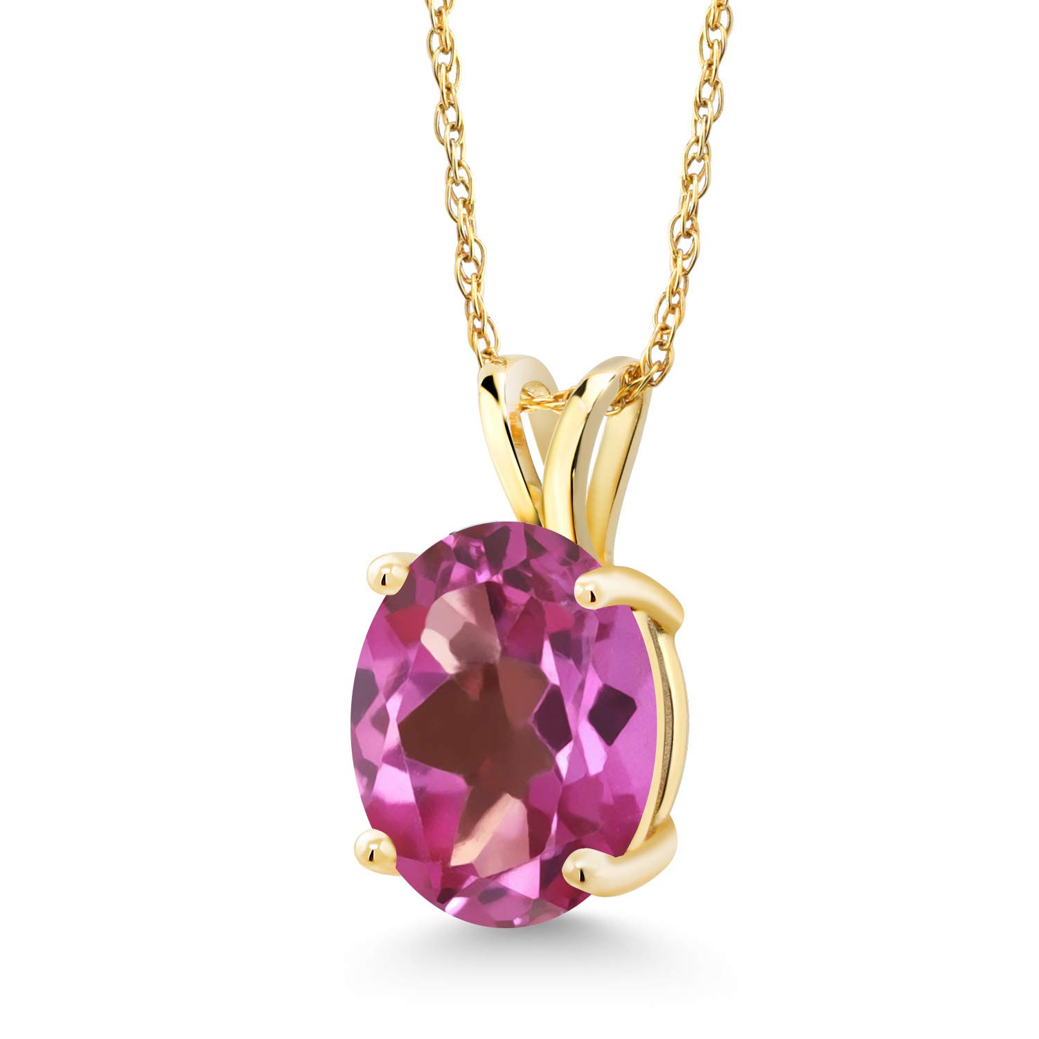 14K Yellow Gold 10X8MM Oval Birthstone Pendant Necklace for Women - Gemstone Jewelry with 18 Inch Chain | Fine Gold Necklace Gift for Mom, Wife, Her | Perfect for Birthdays, Anniversaries & Special Occasions