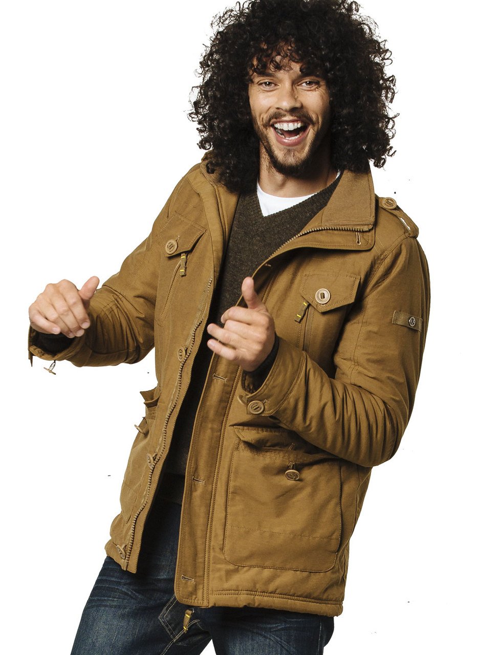 Vedoneire Men's Cotton Padded Arctic Jacket - Winter Warm Coat in Beige Brown (3048 CAMEL) | Outdoor Activities, Snow Sports & Cold Weather Protection