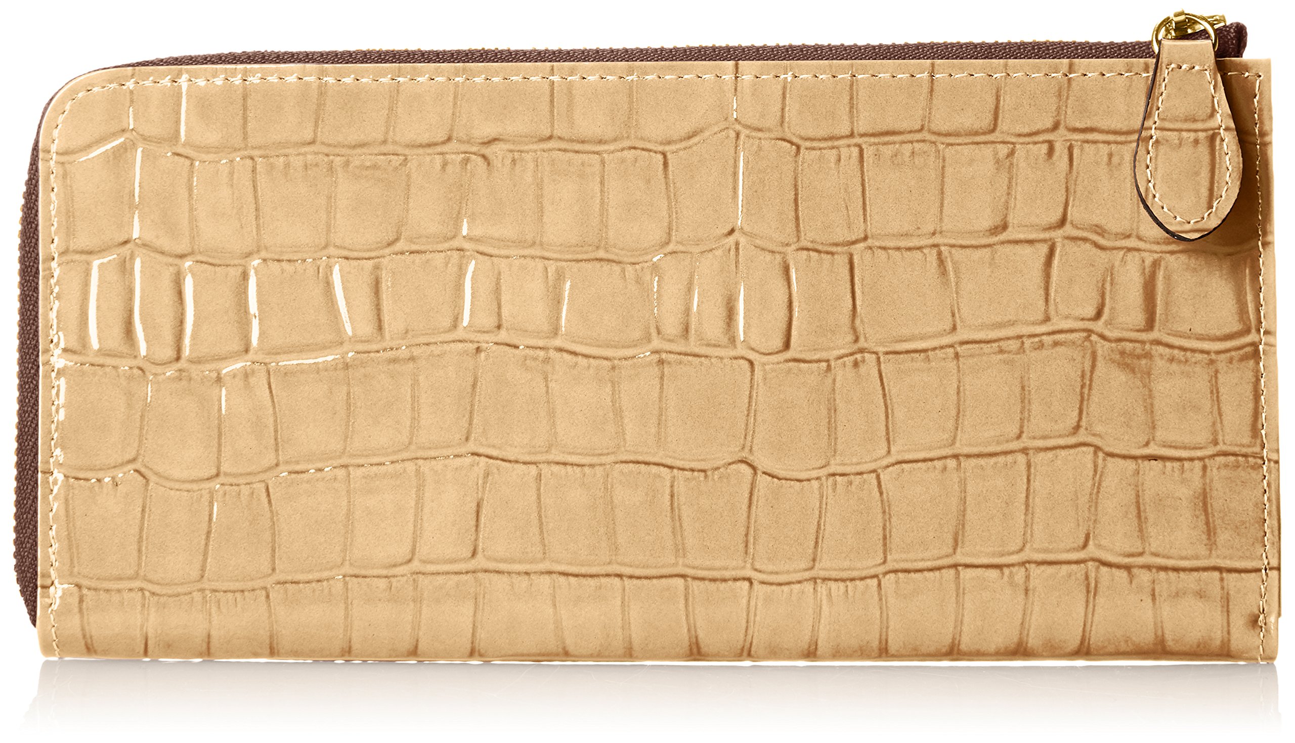TOPKAPI Women's Enameled Crocodile-Embossed L-Zip Gusset Long Wallet - Stylish Leather Billfold for Credit Cards & Cash - Perfect Gift for Mother's Day, Birthday & Travel