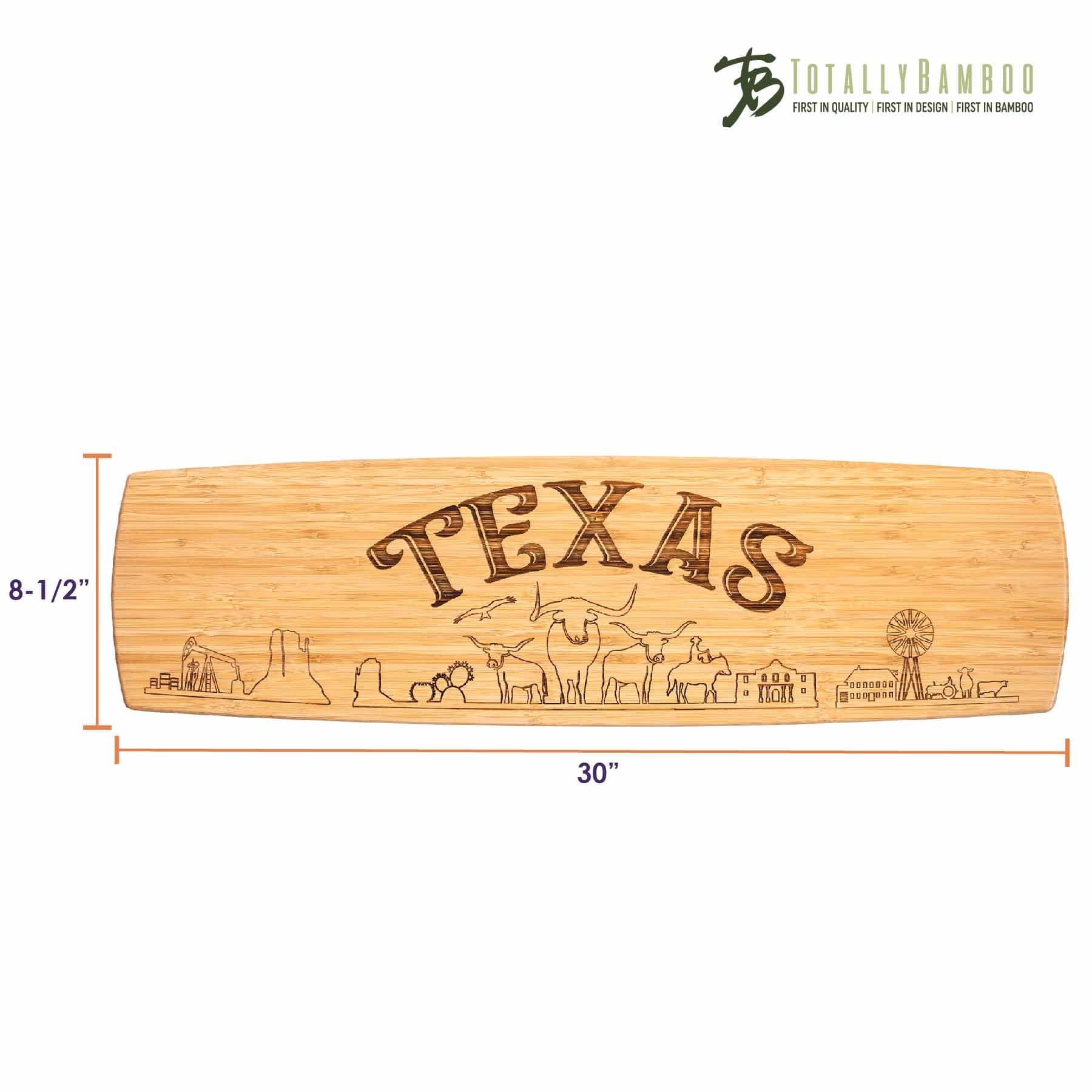 Texas Engraved XL Charcuterie Board - 30 x 8.5 Inch Large Wooden Serving Tray for Cheese, Charcuterie & Entertaining - Perfect for Parties, Weddings & Home Decor