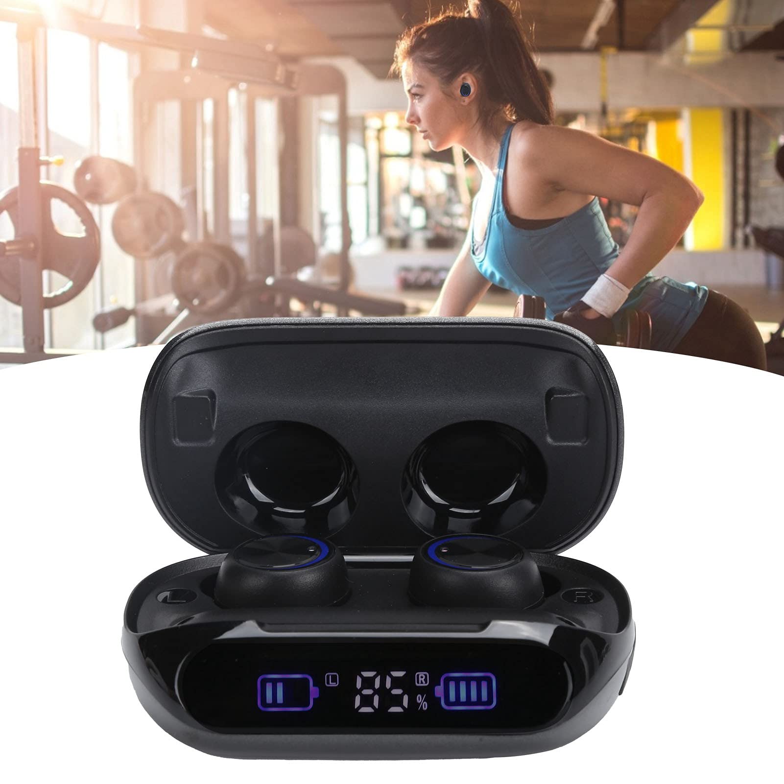 H66 Wireless Earbuds with Digital Display | HiFi Stereo Noise Cancelling Headphones | 5.5H Playtime & Charging Case | for iPhone, Android, TV, Laptop (Gaming, Workout, Commuting, Travel)