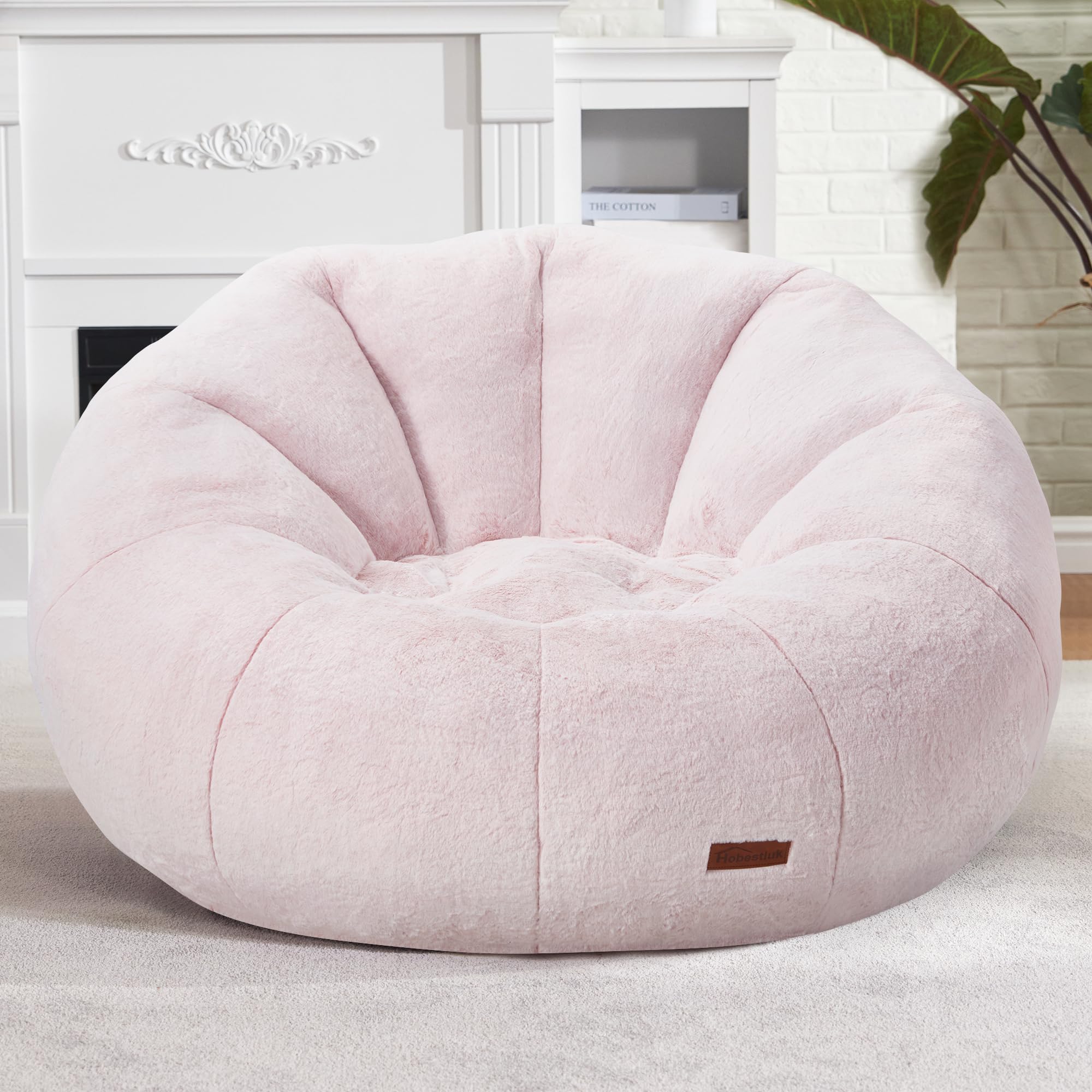 Hobestluk Large Bean Bag Chair for Adults - Giant Comfy Stuffed Sofa Chair with Spacious Design, Perfect for Reading, Gaming, Lounging & Relaxing (Pink) - Ideal for Living Room, Bedroom, Dorm & Home Theater