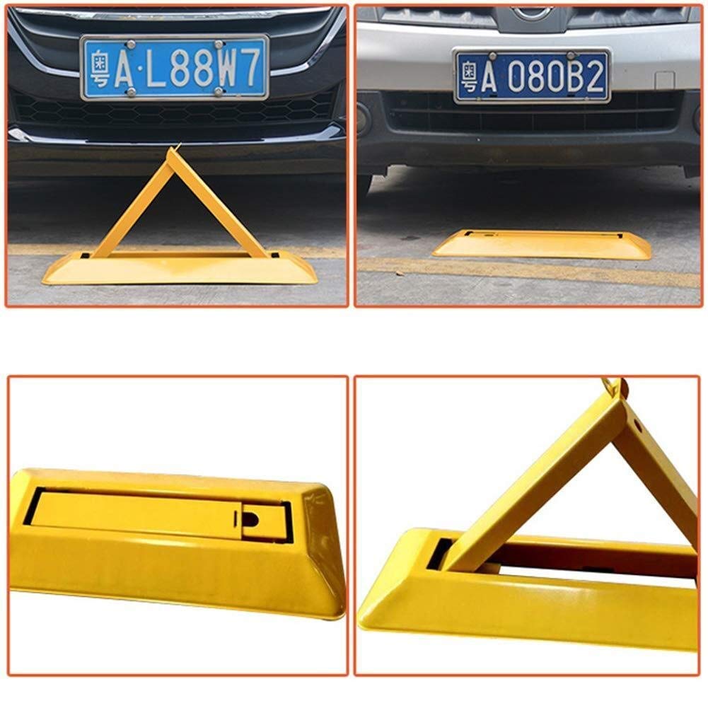 Heavy Duty Triangular Parking Lock - Foldable Metal Bollard for Secure Parking Lane Speed Control with Double Lock System | Ideal for Driveways, Garages, and Commercial Parking Lots