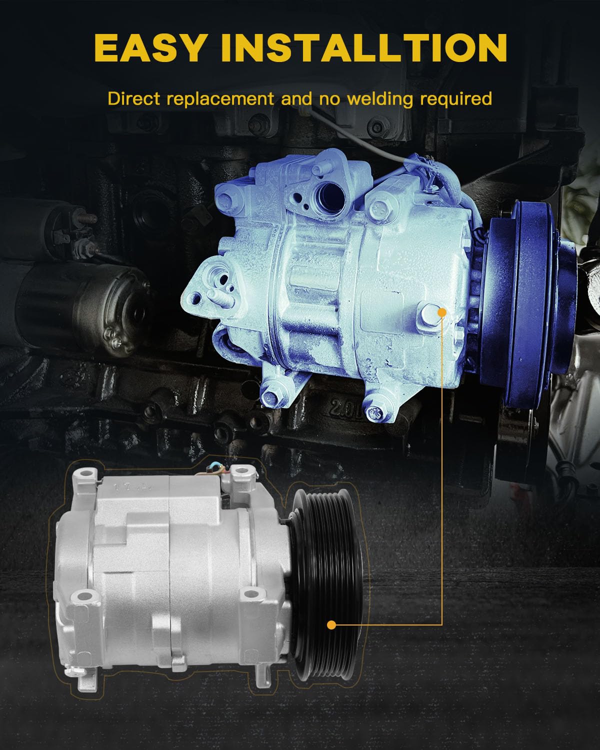 INEEDUP Air Conditioner Compressor for 2003-2007 Honda Accord 2.4L - AC Compressor with Clutch Replacement Part - Perfect for Summer Cooling & Auto AC Repair
