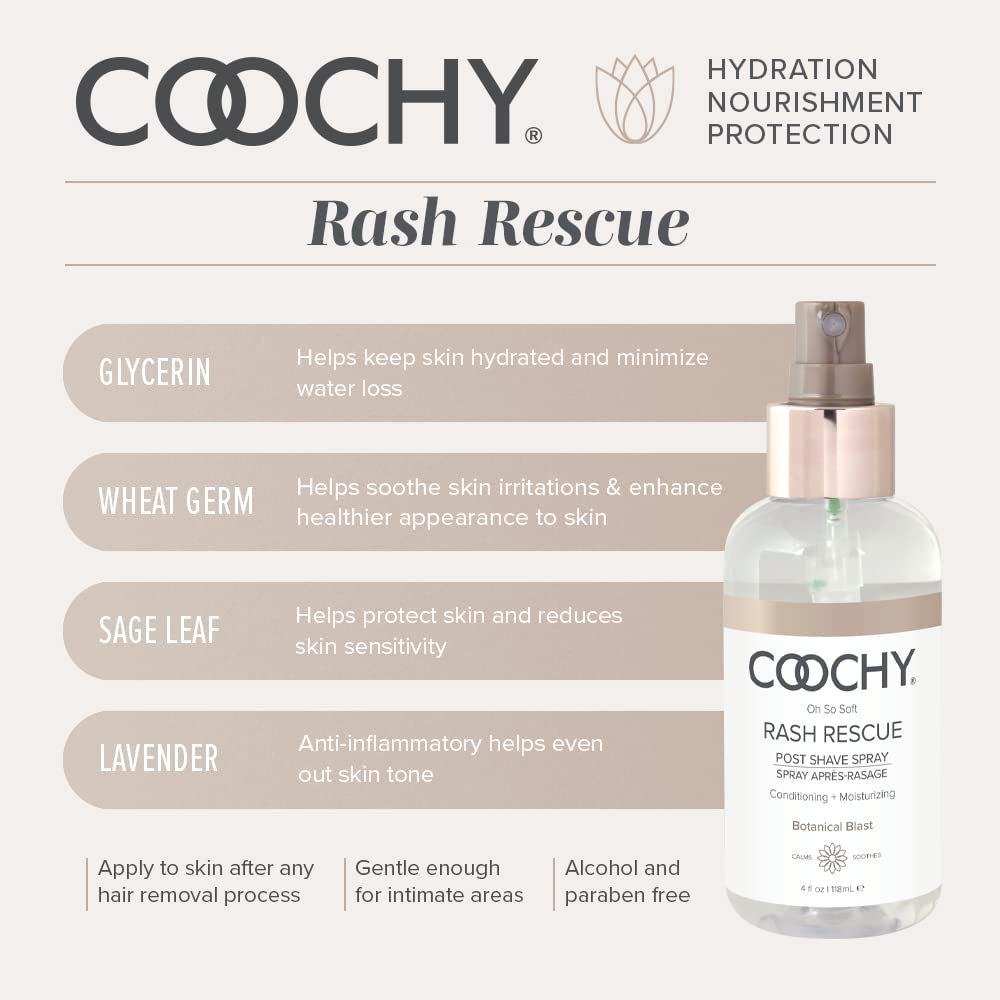 Coochy Rash-Free Shave Cream & After Shave Mist for Sensitive Skin | Anti-Bump Shaving Gel with Moisturizing Complex | Tightens Pores | Island Paradise & Botanical Blast Scent | Pack of 2 | Perfect for Smooth Legs, Bikini Line & Underarms