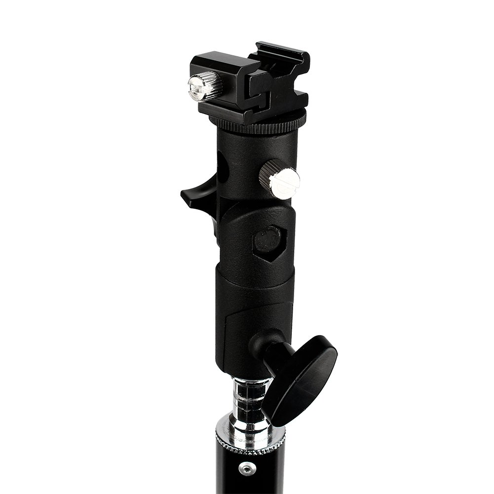 Adjustable Flash Stand Bracket & Shoe Mount - Compatible with 3/8'' Tripod Ball Heads & 5/8'' Light Stands - Perfect for Photography, Videography & Studio Lighting Setups