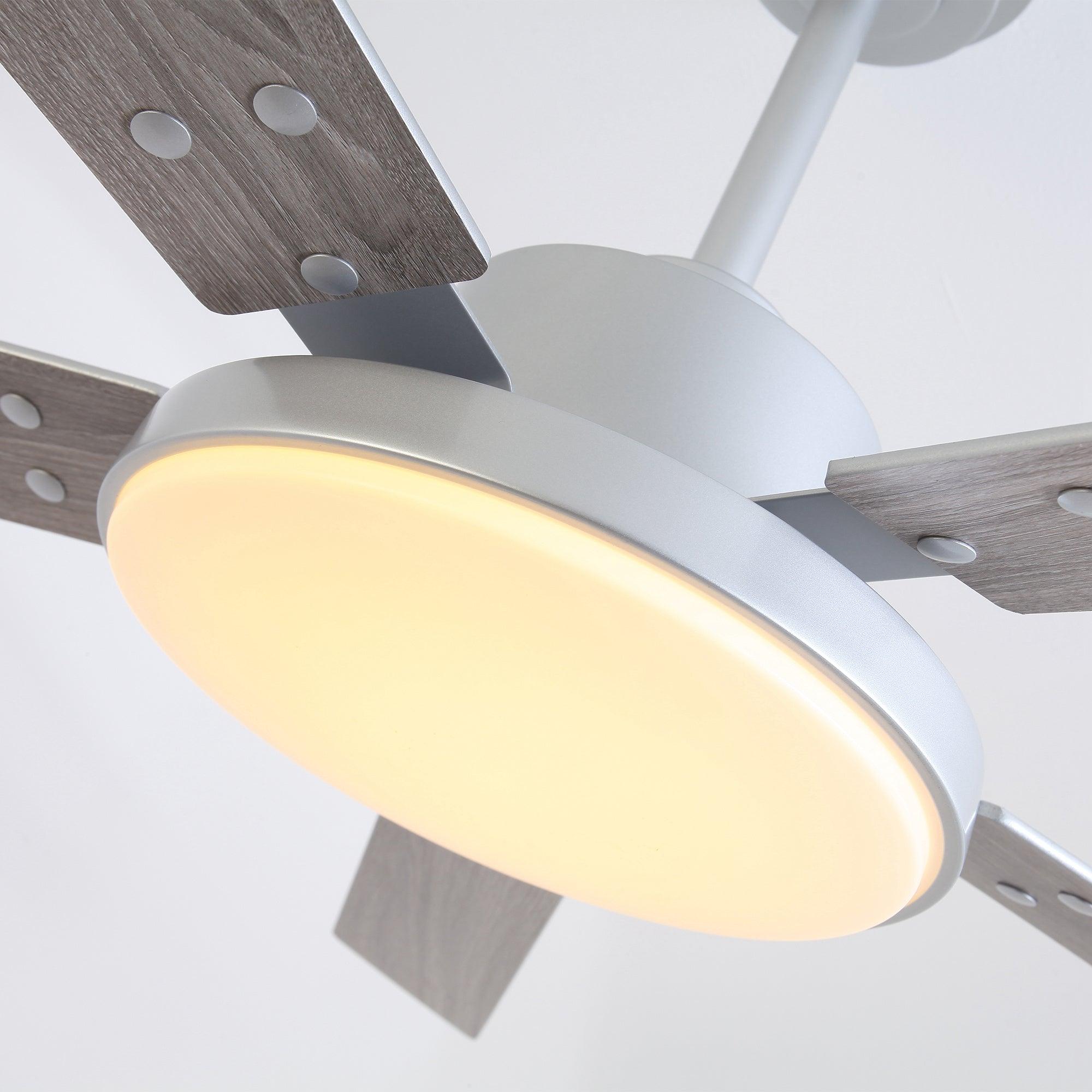 Vaczon 52 Inch Modern Ceiling Fan with Remote Control, LED Light & Reversible Blades - Energy Efficient Cooling for Living Room, Bedroom or Office