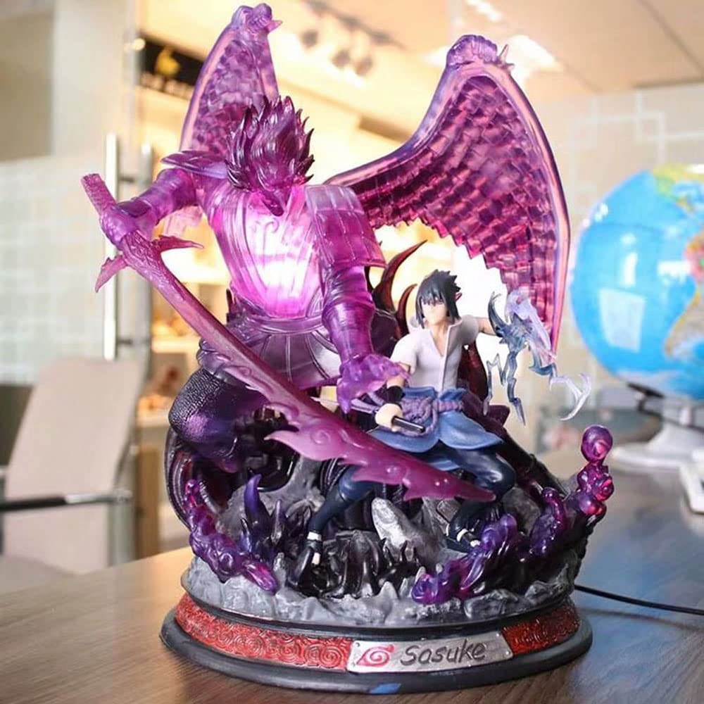 Naruto Anime Action Figures - Kakashi & Sasuke Uchiha Glow-in-the-Dark Statue Model, Otaku Collectible Painting Toys for Game Fans | Perfect for Display, Gift Giving & Anime Collections