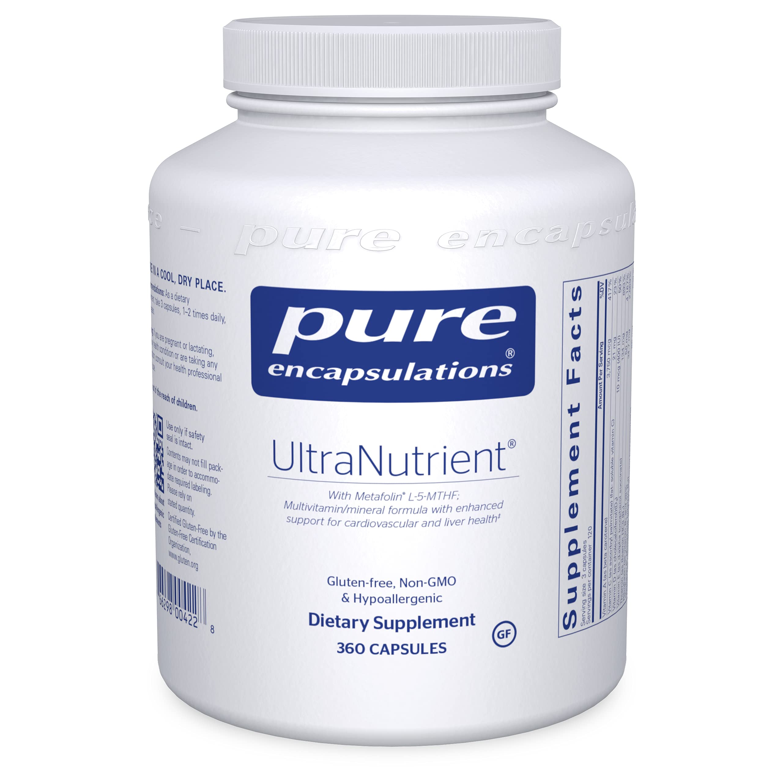 Pure Encapsulations UltraNutrient Multivitamin Supplement - 360 Capsules for Liver Support, Cardiovascular Health & Antioxidant Protection | Daily Wellness & Immune System Boost for Active Adults