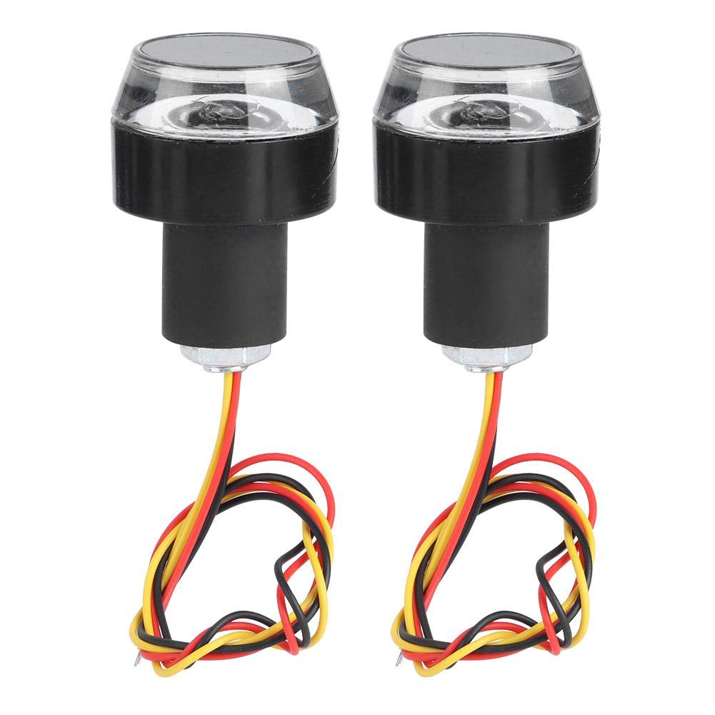 LED Motorcycle Handlebar Lights - 2 Pack Bike Turn Signal Indicators with White & Red Side Markers - Waterproof LED Grip End Lights for Night Riding Safety - Perfect for Cruisers, Dirt Bikes & ATVs