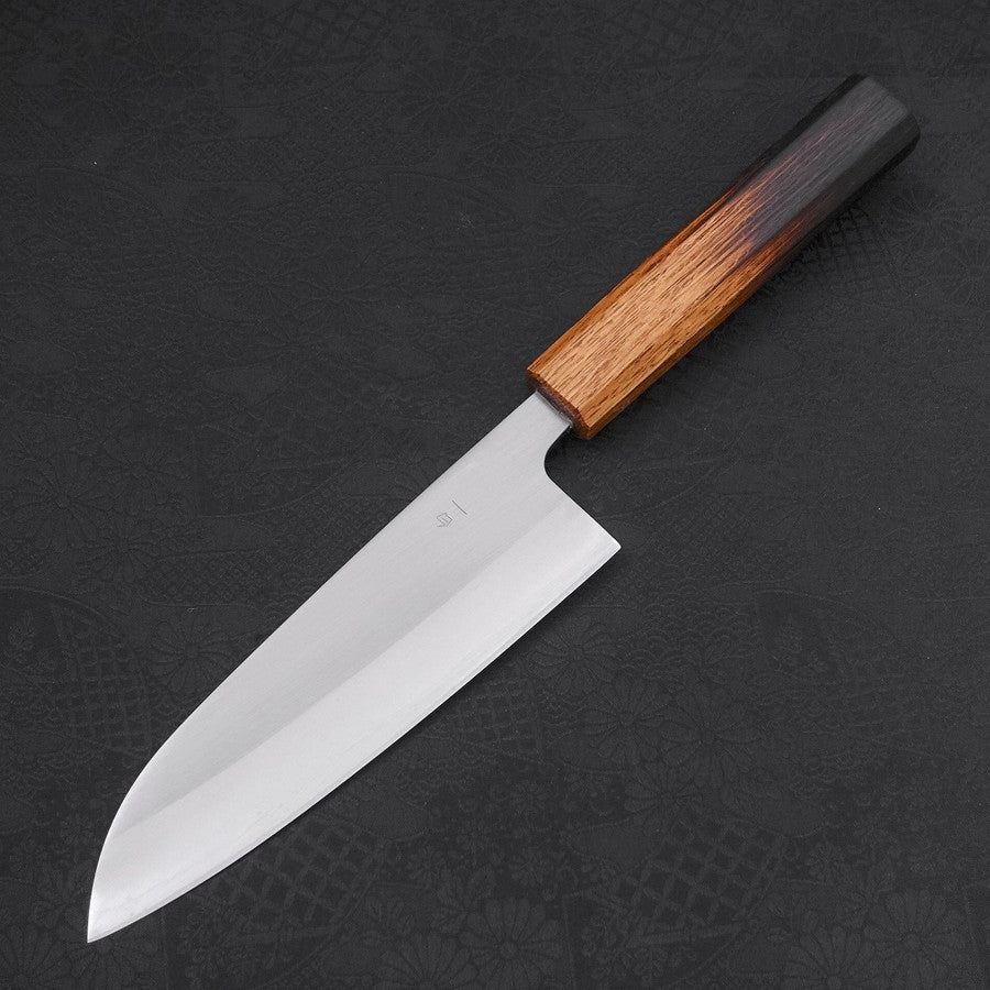 Premium Santoku Knife - White Steel #1 Polished Blade with Yaki Urushi Handle (165mm) - Perfect for Sushi, Vegetables & Meat Cutting
