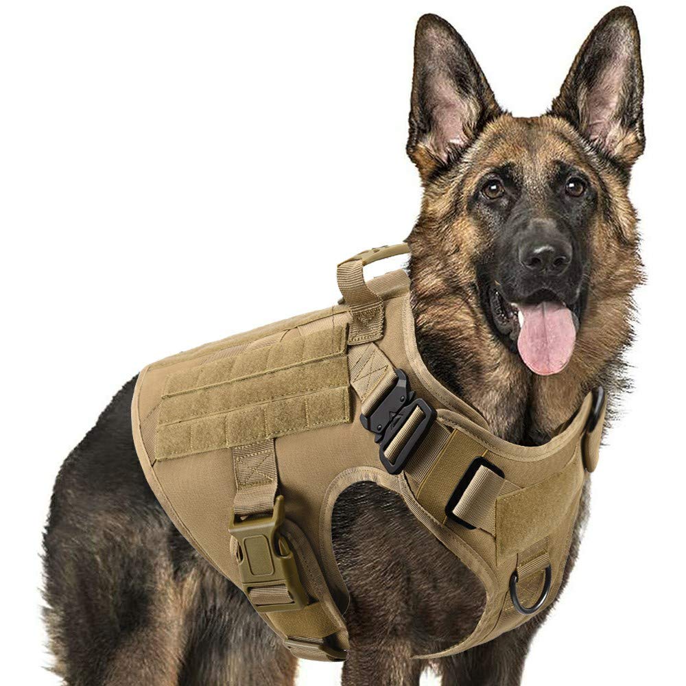 Service Dog Vest - Adjustable Tactical K9 Harness with Handle, Molle Nylon & Water-Resistant for Training, Hunting, Military Patrol - Comfortable & Durable (Camouflage, Brown, Size S) - Perfect for Outdoor Adventures, Police Work & Service Dog Training