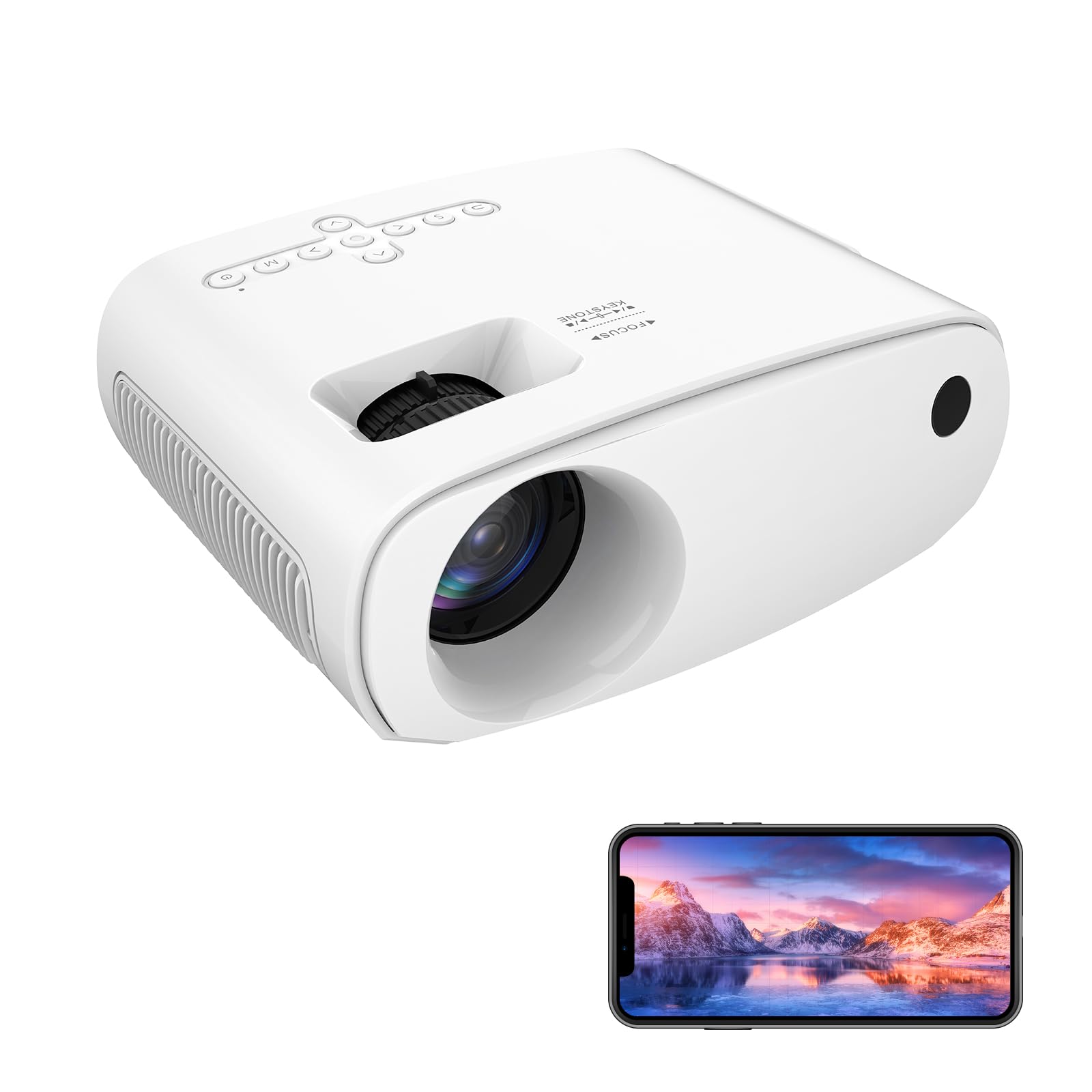 Mini Projector with WiFi and Bluetooth - 1080P Full HD Portable Outdoor Movie Projector for Home Theater, Camping & Gaming | Compatible with HDMI, Smartphone, Tablet, Laptop, TV Stick & PS4 | Perfect for Movie Nights, Backyard Parties and Presentations