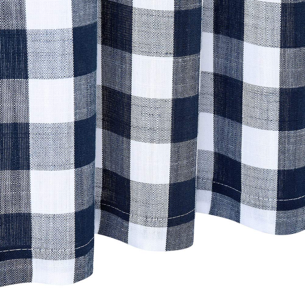 CAROMIO Navy Blue Buffalo Check Gingham Valance Curtains - 52x15 Inch Thick Yarn-Dyed Window Valances for Kitchen, Bathroom & Cafe - Rustic Farmhouse Style Home Decor for Cozy Windows