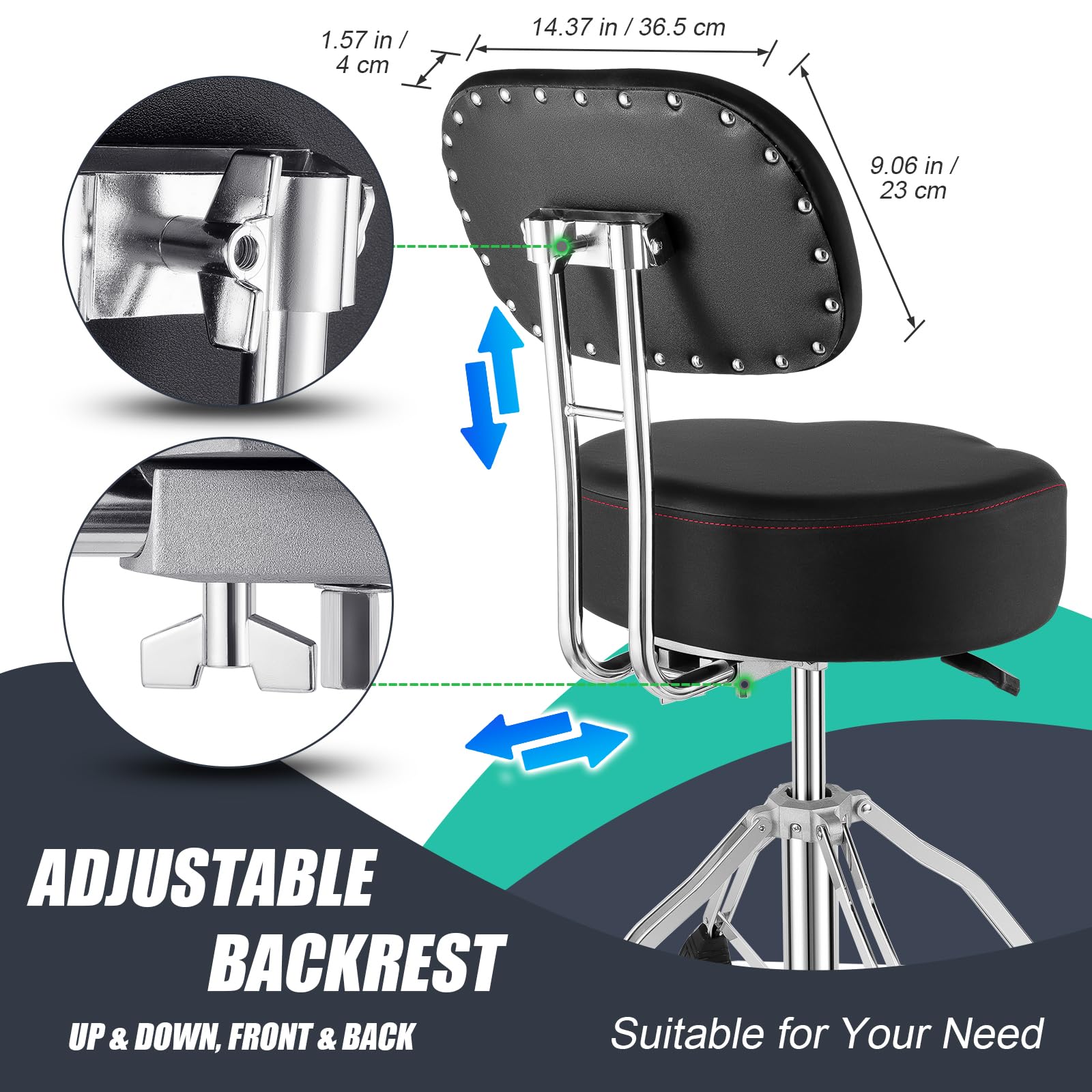 Premium Hydraulic Drum Throne with Backrest - 4.7