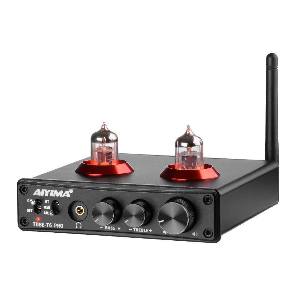 AIYIMA T6 PRO Bluetooth 5.0 Tube Preamplifier - Hi-Fi Vacuum Tube Headphone Amplifier with USB DAC & APTX Support for Home Audio, Wireless Receiver, PC Setup - Perfect for Audiophiles & Music Lovers