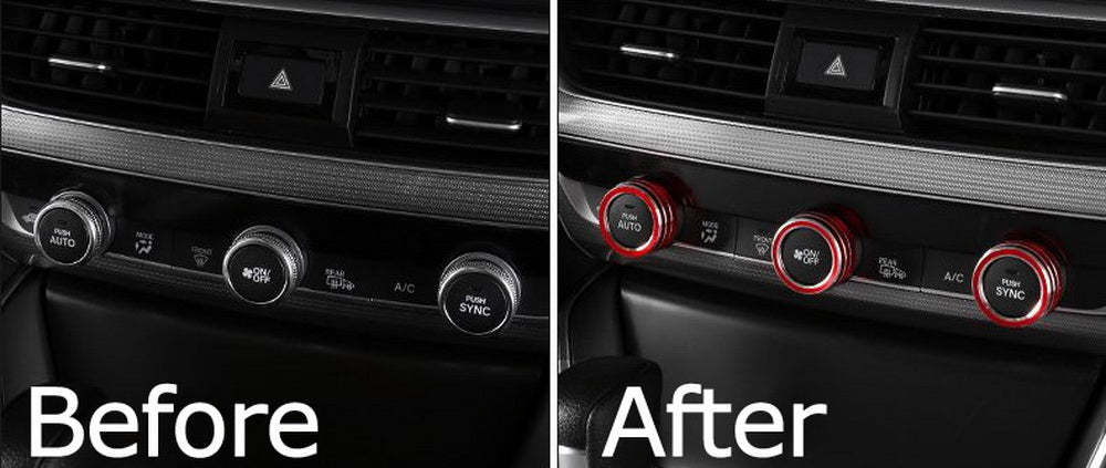 3-Piece Sport Red AC Climate Control Switch Knob Ring Covers for 2018-2022 Honda Accord - Upgrade Interior & Protect Buttons (Perfect for Car Enthusiasts & DIY Modifications)