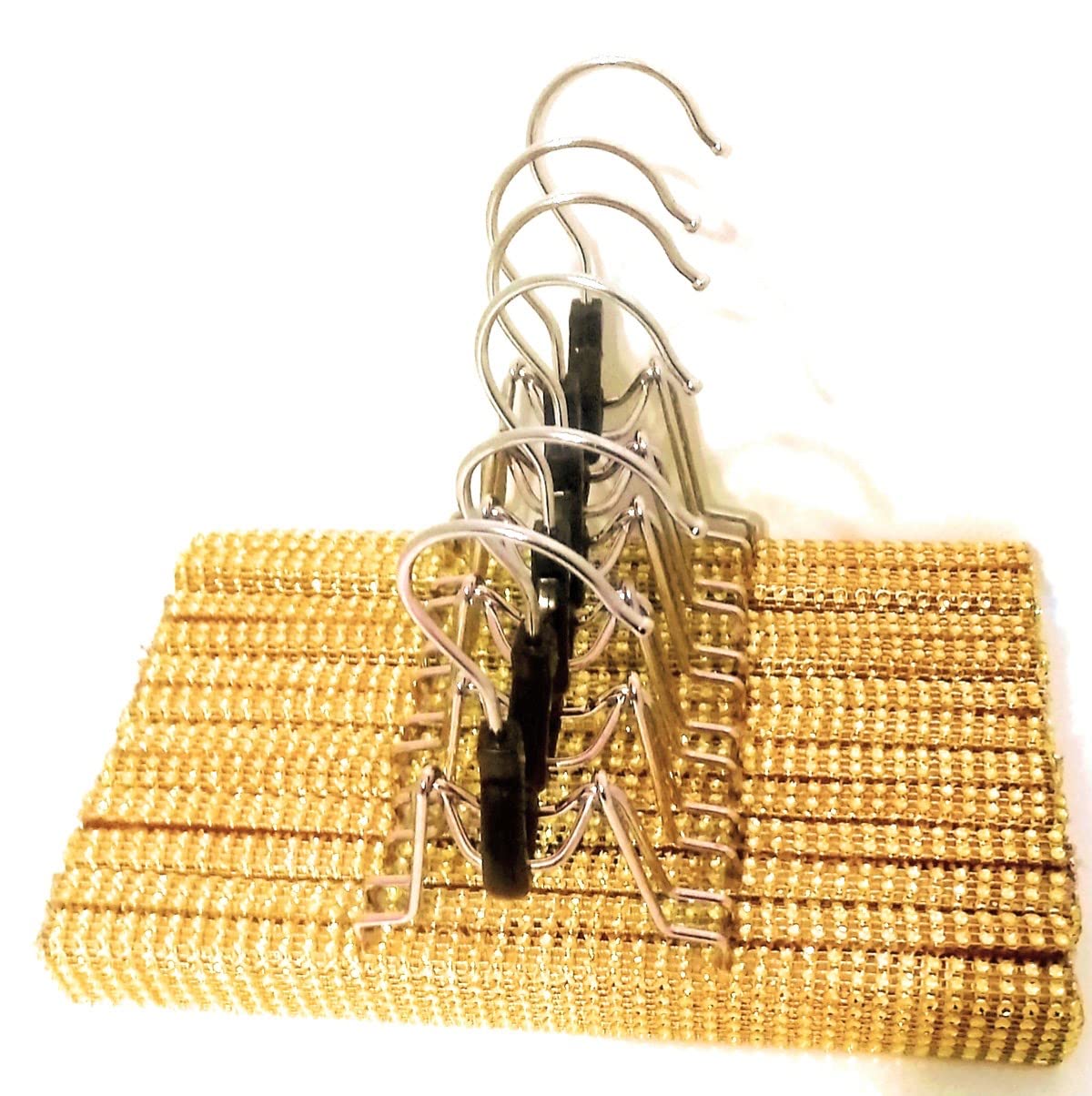 10 Pack Gold Hair Extension Hangers for Organizing & Storing Wigs, Weaves & Extensions – Perfect for Salon, Home & Travel Use
